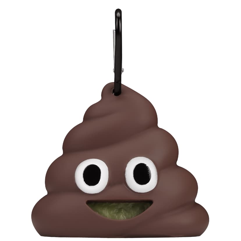 JANKOW Emoji Dog Poop Bag, Cute Dog Poop Bag Holder, with mountaineering clip, suitable for travel, walking, park and outdoor dog walking Bin bag dispenser (1 pcs)