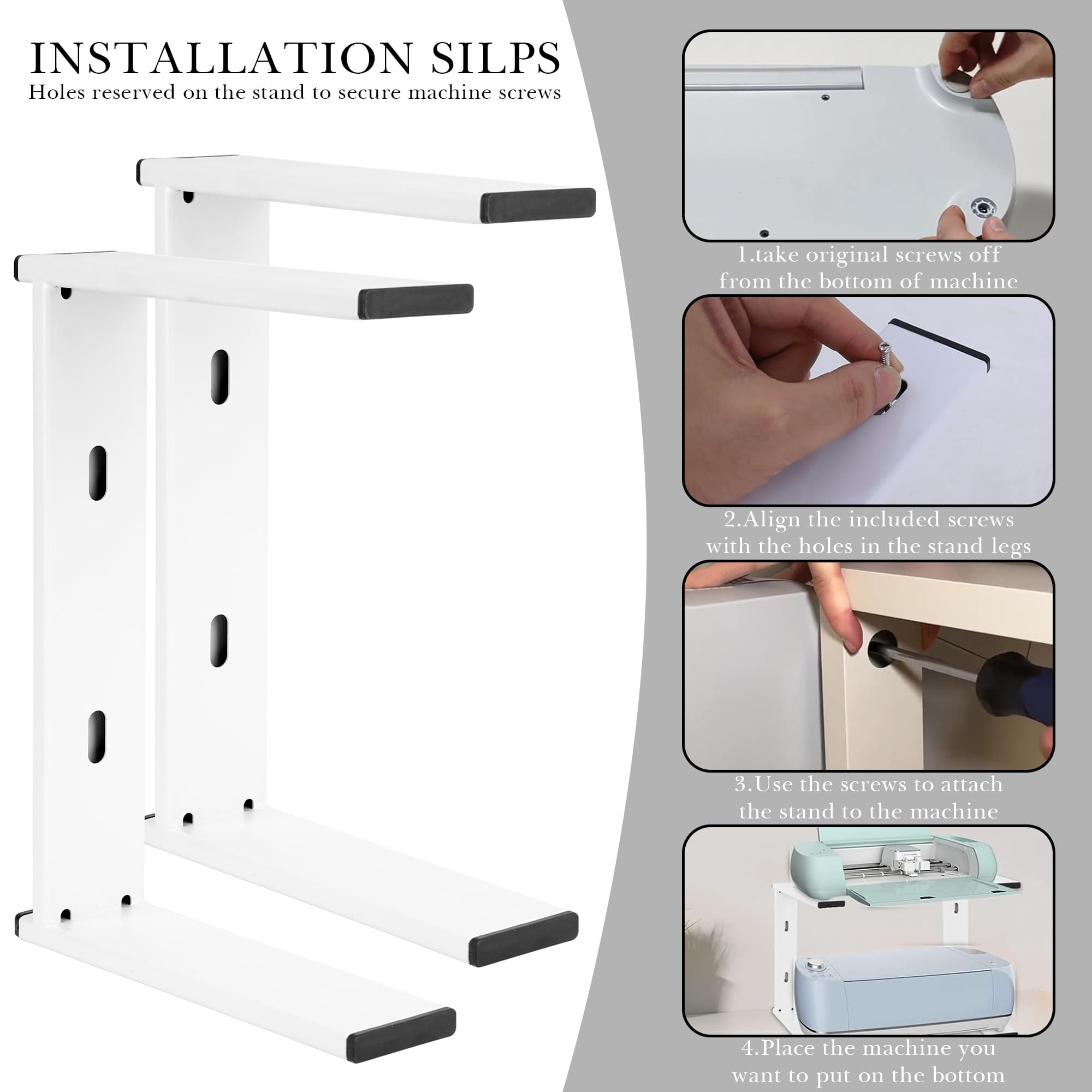 ReignSword Extension Tray & Stand Legs Set Compatible with Cricut Maker 4/3 and Explore 5/Air Series, Cutting Mat Holder & Stable Support Legs, White - 5
