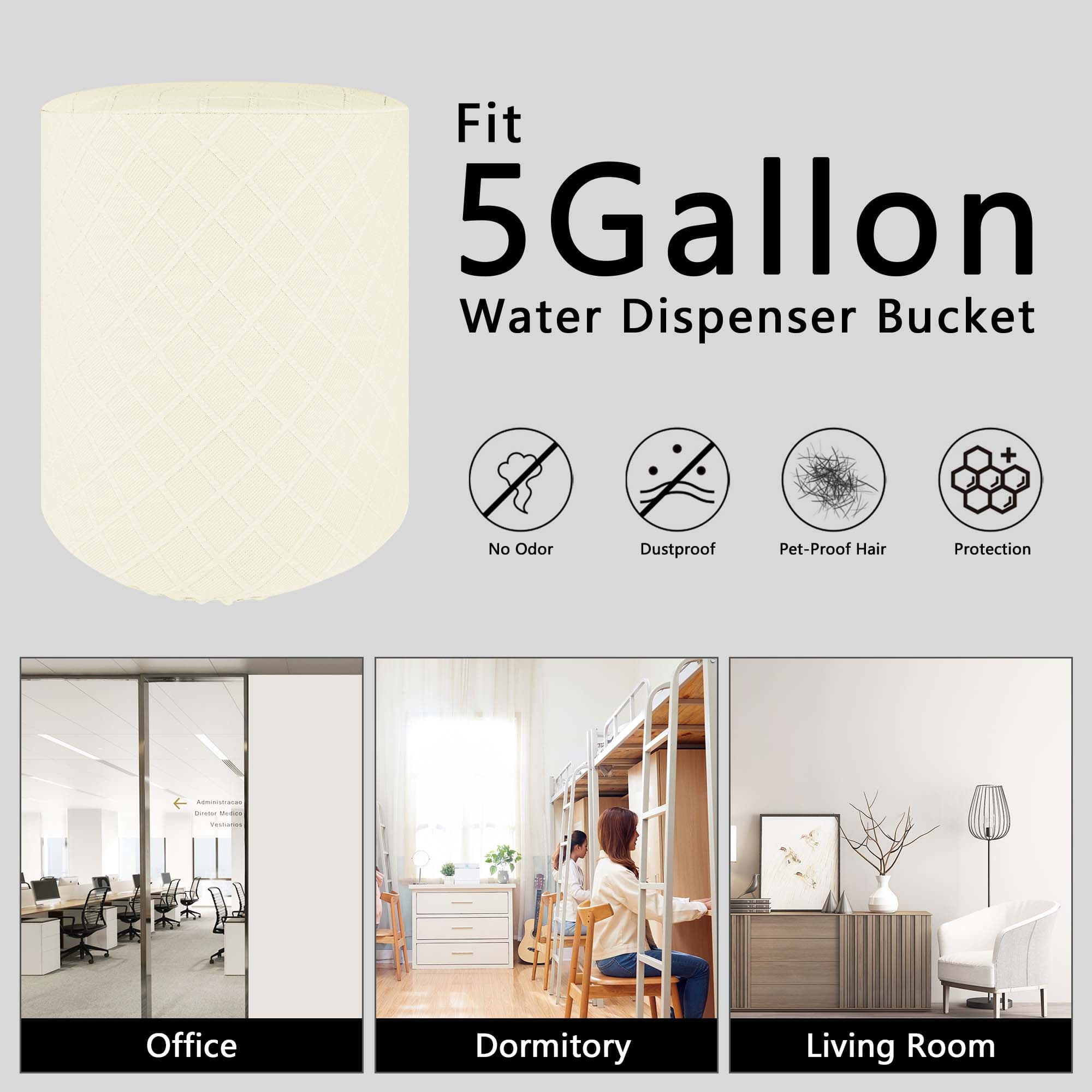 Kingshion Water Dispenser Barrel Cover for 5 Gallon Water Bottle, Elastic Fabric Argyle Bucket Decor Protector Cover, Reusable Furniture Standard Protector, Beige - 3