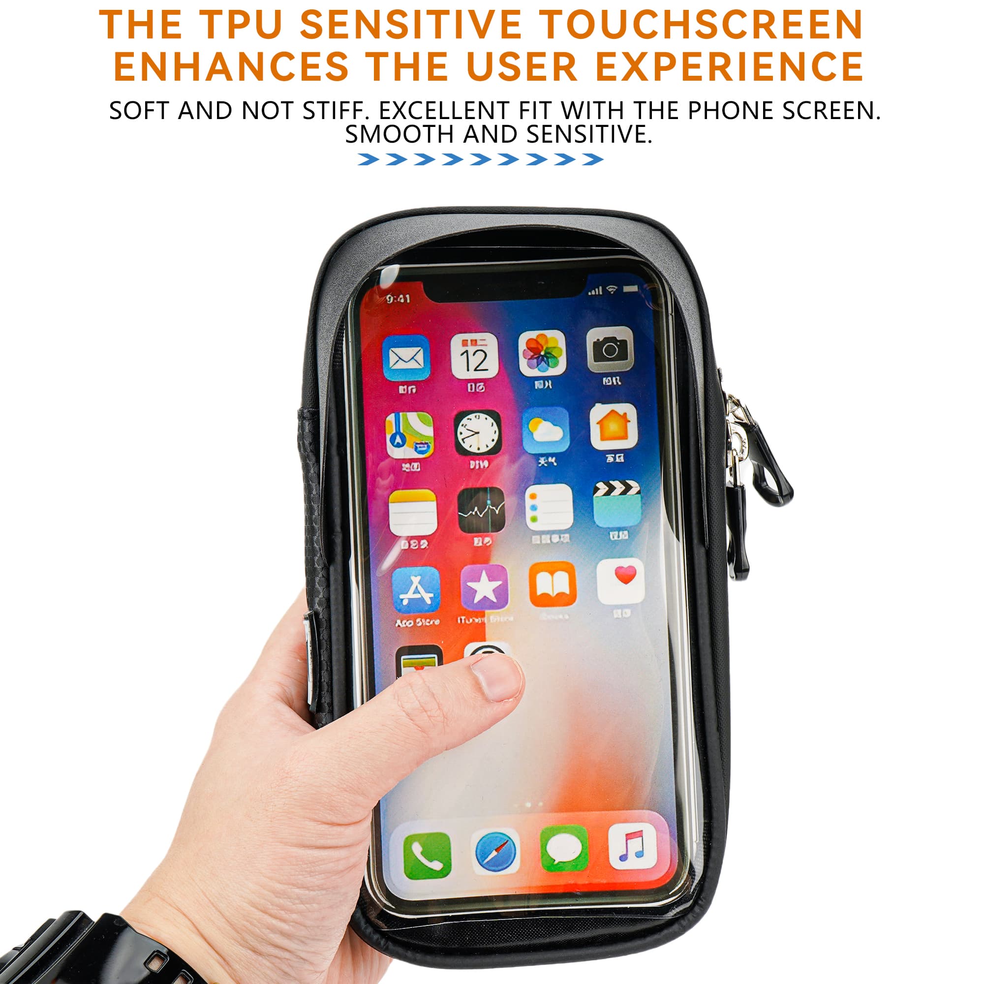 RidingRush Waterproof Bike Phone Bag with Touchscreen, Bicycle Frame Phone Holder Fits Up to 7 Inch Phones, Cycling Top Tube Bag with Sun Visor for Road Bike & MTB - 2