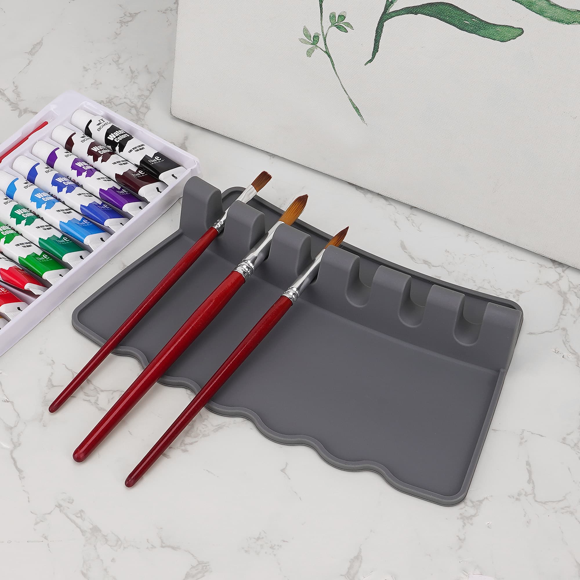 JANKOW Silicone Paint Brush Holder, Brush Holder for Artist, 6 Slots Large Paint Brushs Storage,1-Pcs - 5