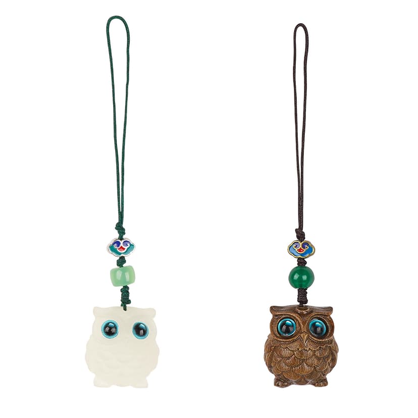 JANKOW 2 Pack Owl Pendant DIY Keychain, Owl Cell phone chain Keychain, Cute Owl Charm for Phone, Backpack, Keys