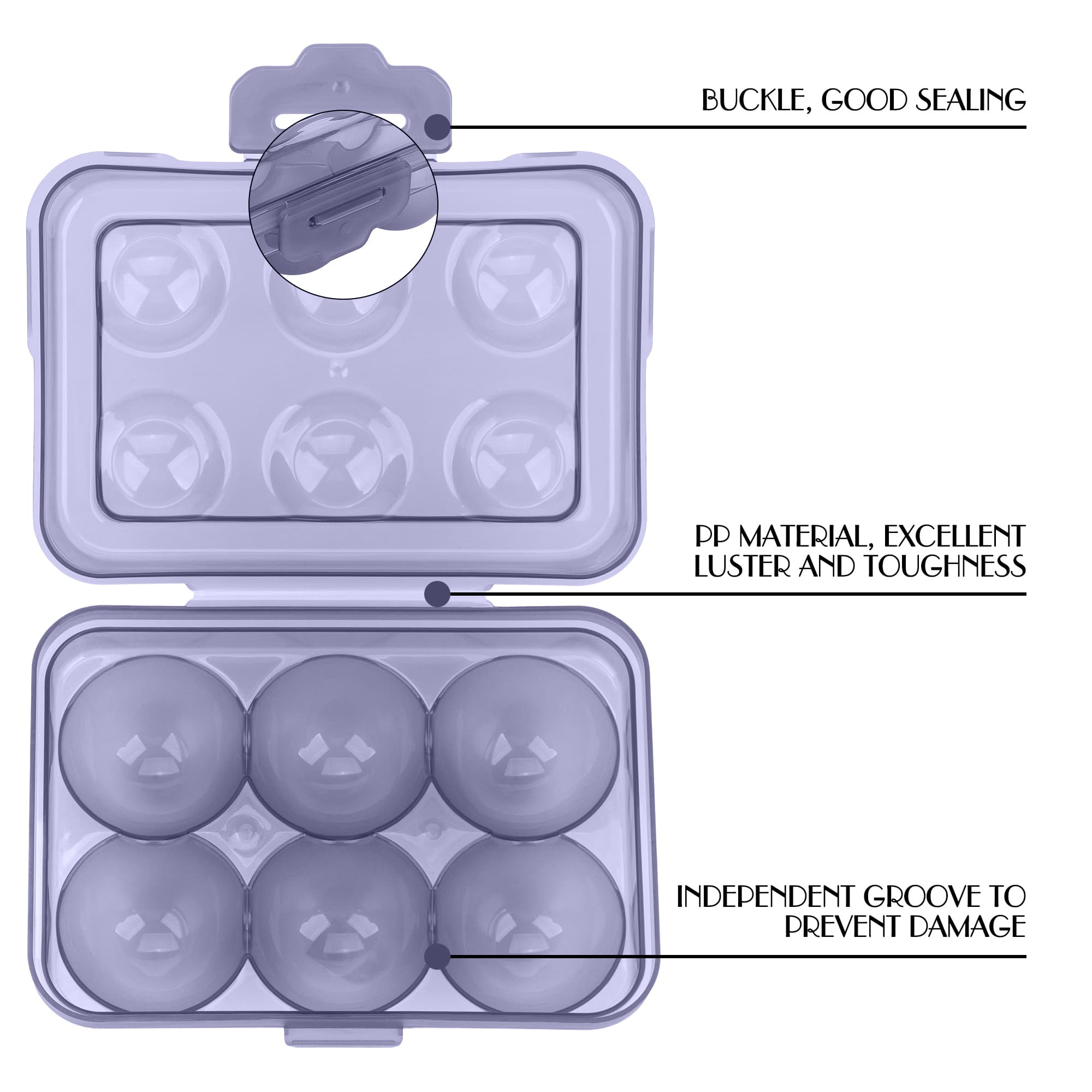 JANKINGS Portable Stackable Egg Storage Box, 2-Pack 6-Count Egg Holders with Lids for Refrigerator, Travel & Camping - 2