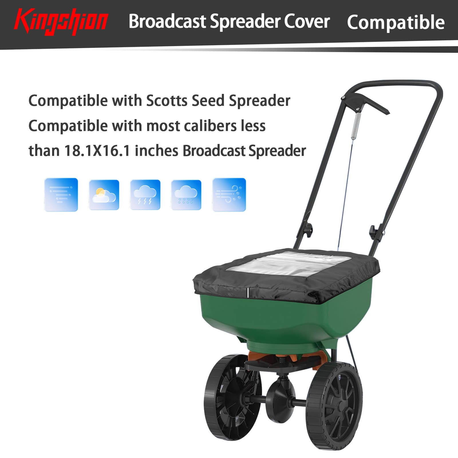 Kingshion Broadcast Spreader Cover,Salt Spreader Cover, Hopper Cover, Waterproof Fertilizer Spreader Cover, PVC Transparent Window Compatible with Agri-Fab 69712 Cover and Hopper No.85-100(Cover Only) - 2
