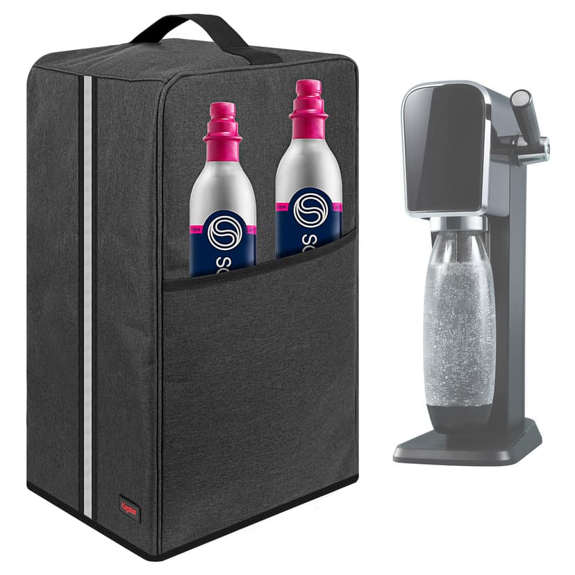 Kingshion Sparkling Water Maker Dust Cover with Handles & Side Pockets - Compatible with SodaStream Art & Majority Machines, Protective Cover 11"L x 9.8"W x 17.7"H, Dark Grey