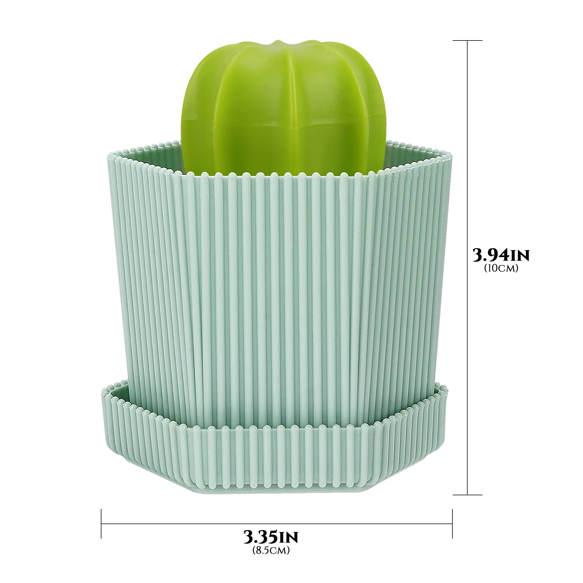 JANKOW Cactus Dish Mini Brush, Cactus Cleaning Brush, Cactu Cleanings Ball, with Drip Tray with 3 Replacement Brushes,  for Cleaning Dishes, Pans, Pots, Sink, Countertop (1 Set Green) - 2