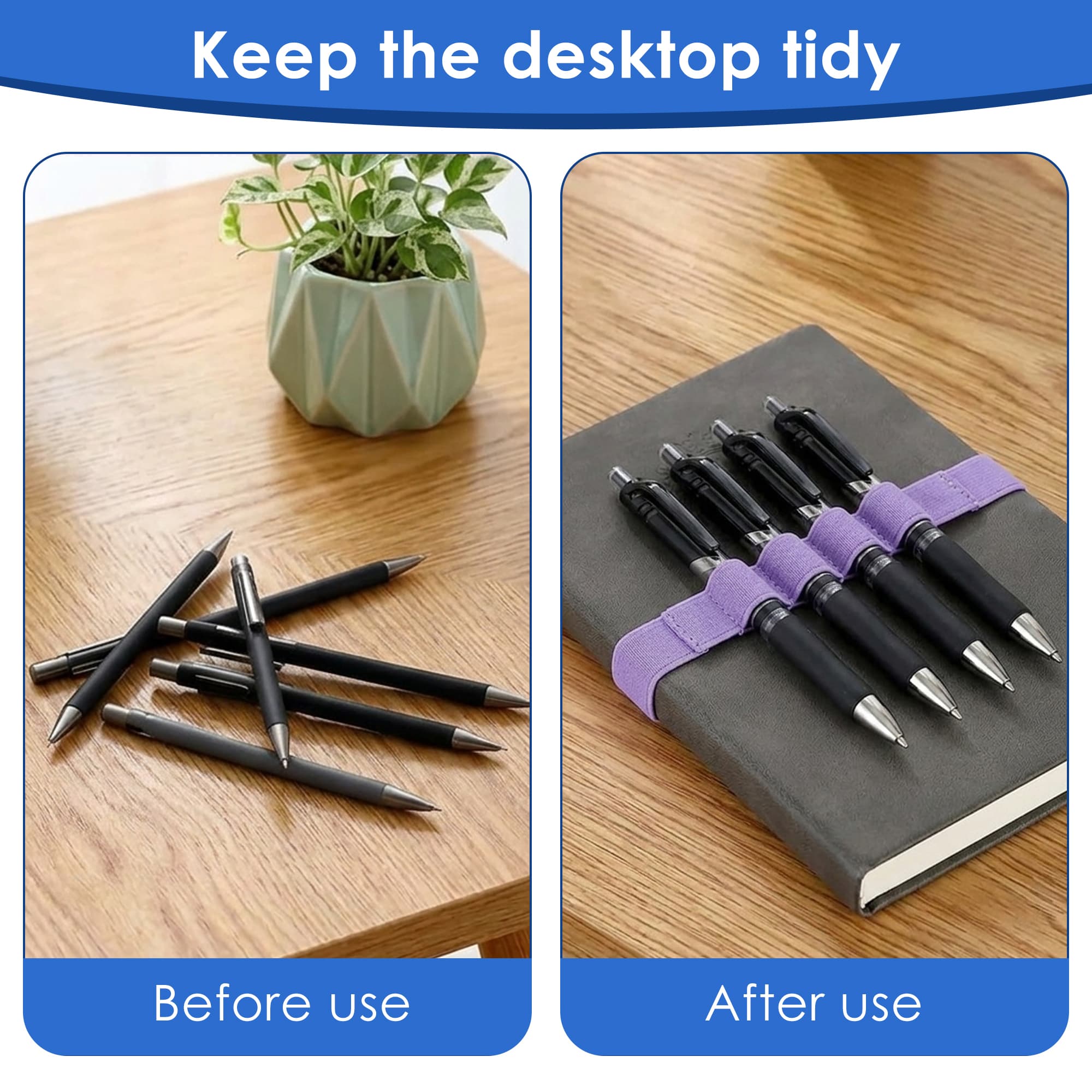 ReignSword Elastic Pen Holder for Notebook, 5 Pack Stretchy Pencil Holder Band, Adjustable Pen Loop Bookmark for Journals Planners Notebooks Office Supplies - 4