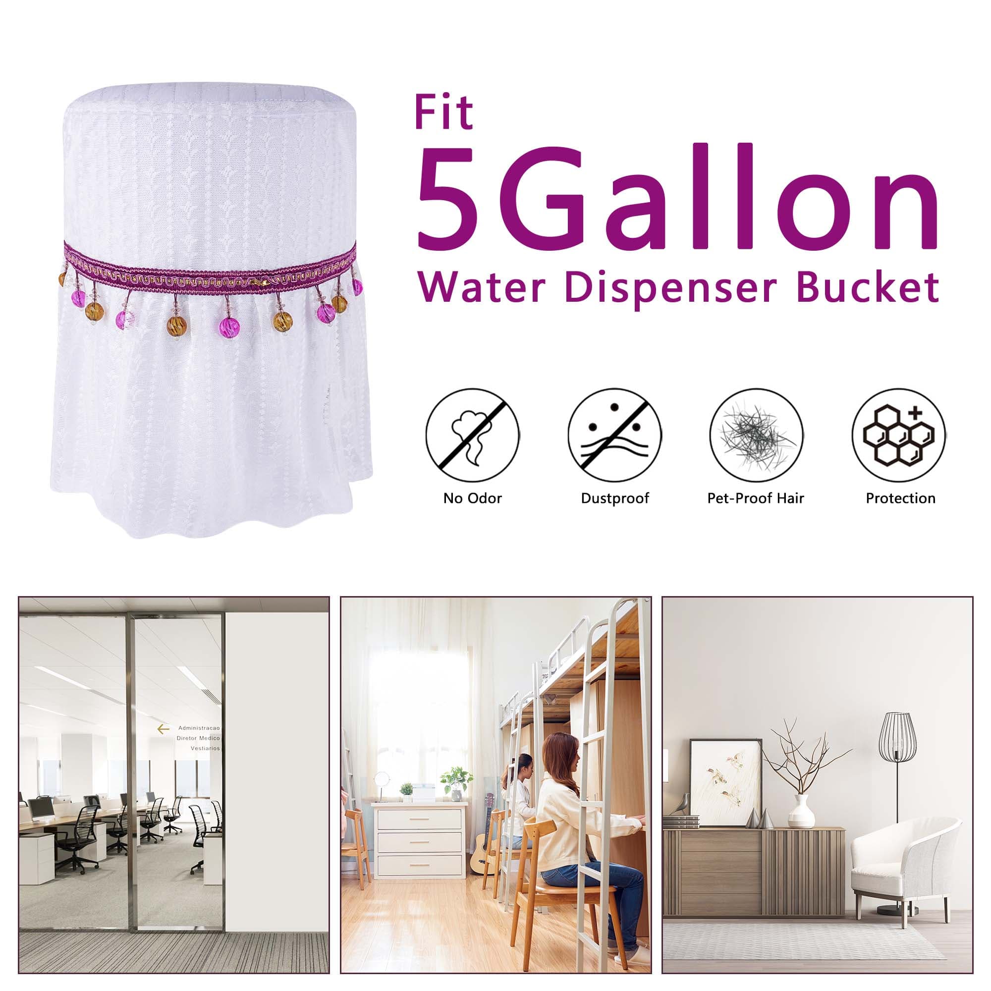 Kingshion 5 Gallon Water Dispenser Barrel Dust Cover,  Lace Style with Decorative Dust Cover for Water Cooler,Pendant Reusable Water Dispenser Bottle Protective Covers for Home Office-Purple - 3