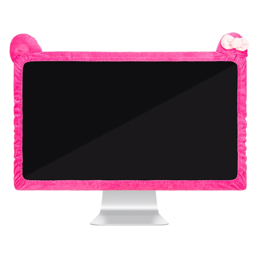 Kingshion 27"-34" Lovely Cute Computer Monitor Cover with Cat Ear Design, Kawaii Display Dust Cover with Furry Design, Elastic Dustproof, Suitable for PC, Tablet, TV, LCD (Rose Red)