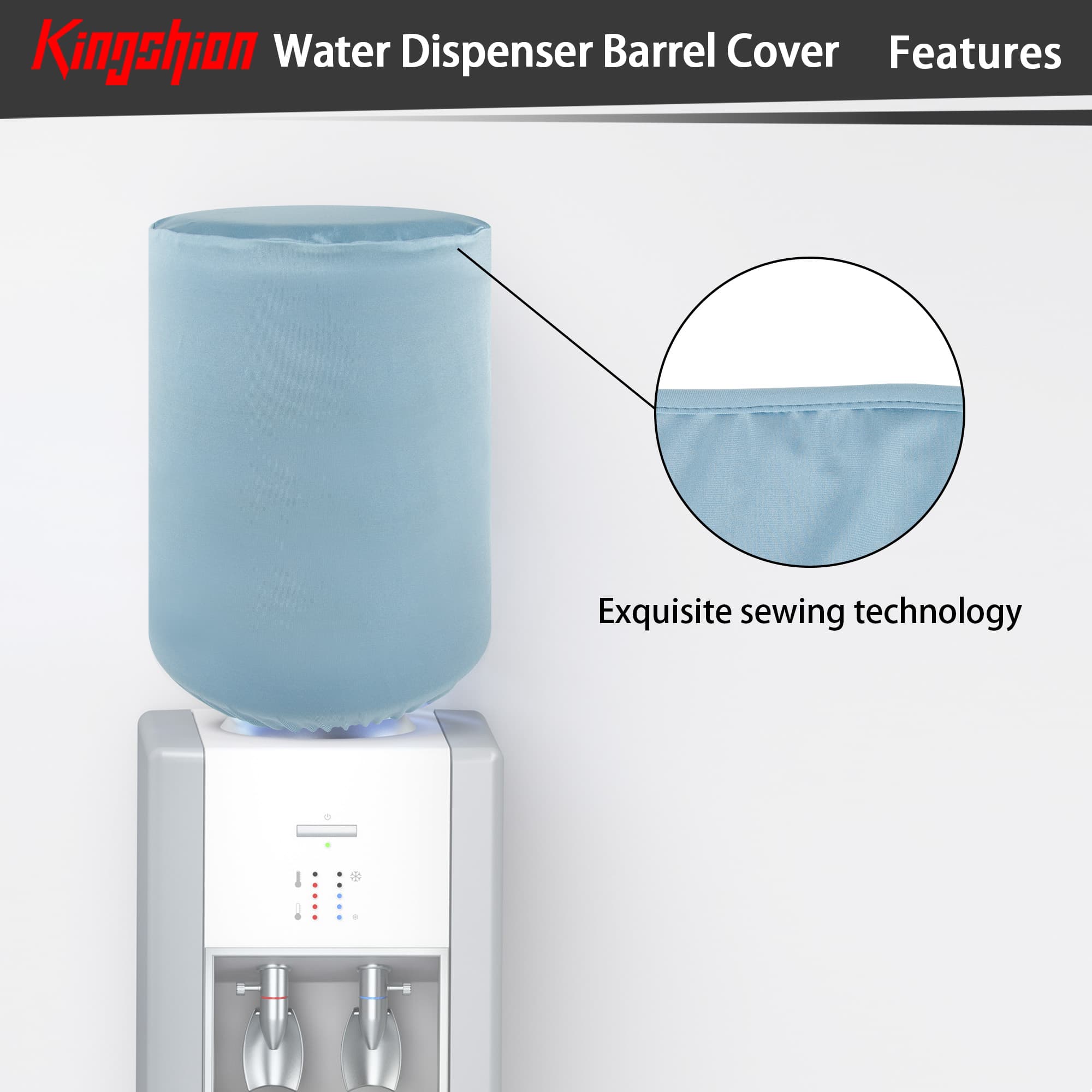 Kingshion Water Dispenser Barrel Cover for 5 Gallon Water Bottle,  Fabric Water Cooler Covers, Elastic Fabric Bucket Decor Protector Cover, Reusable Furniture Standard Cover Protector, Light Blue - 2