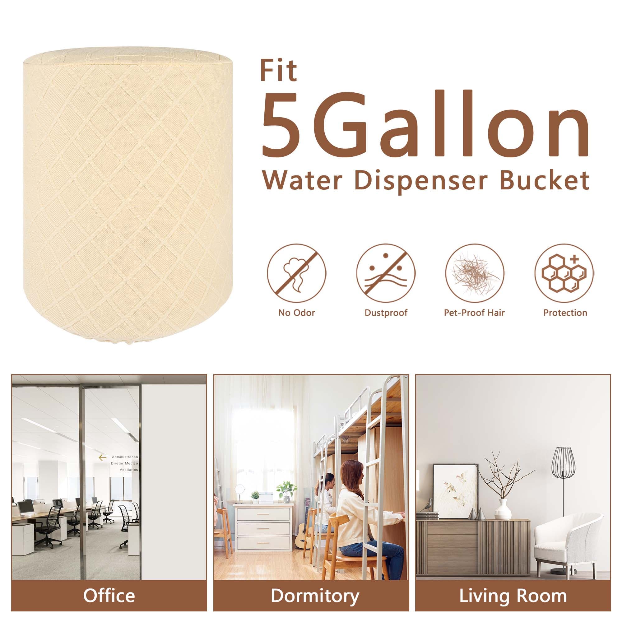 Kingshion Water Dispenser Barrel Cover for 5 Gallon Water Bottle, Elastic Fabric Argyle Bucket Decor Protector Cover, Reusable Furniture Standard Protector, Yellow - 3