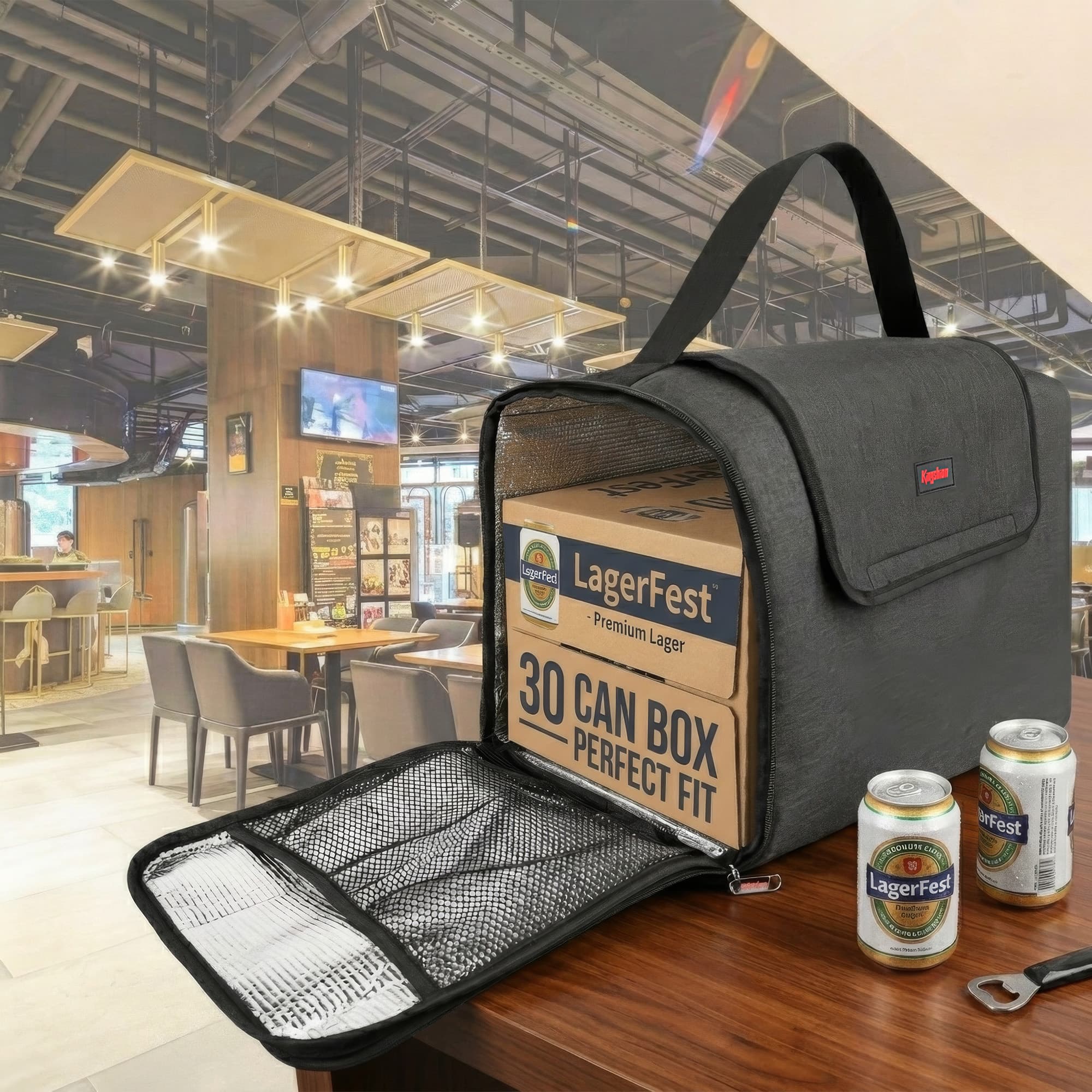 Kingshion Reusable Insulated Soft Cooler Bag, Thick Pearl Wool and Aluminum Foil, Can Beer and Seltzer Drink Cooler, Can Hold 30 Bottles of 330ml Beverage (15" X 10.2" X 10.6") - 4