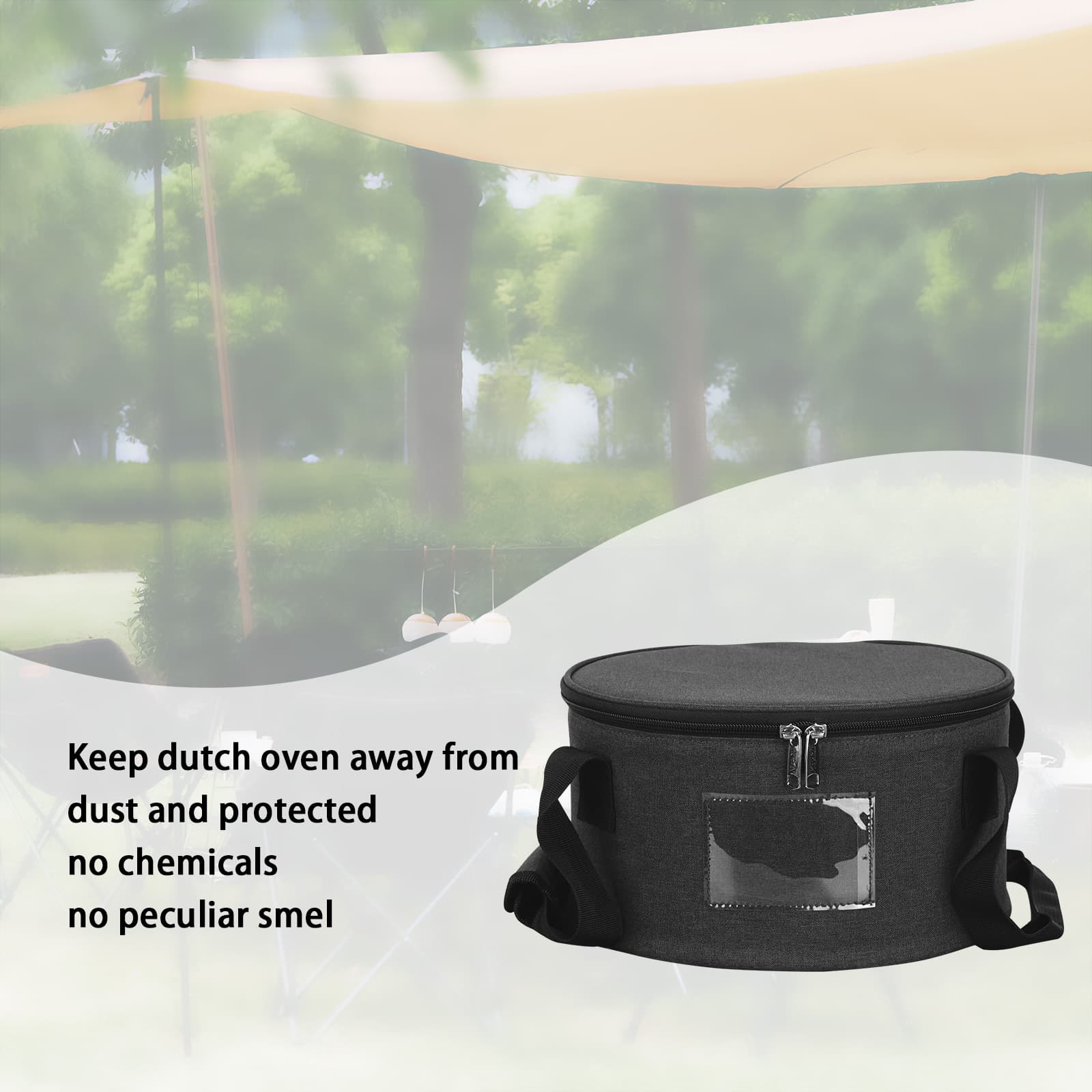 Kingshion 10in Dutch Oven Carry Bag, Dutch Oven Tote Round Casserole Carrier for Camping Picnic and 4 Quart Pre-Seasoned Cast Iron Camp Oven - Dark Grey - 4