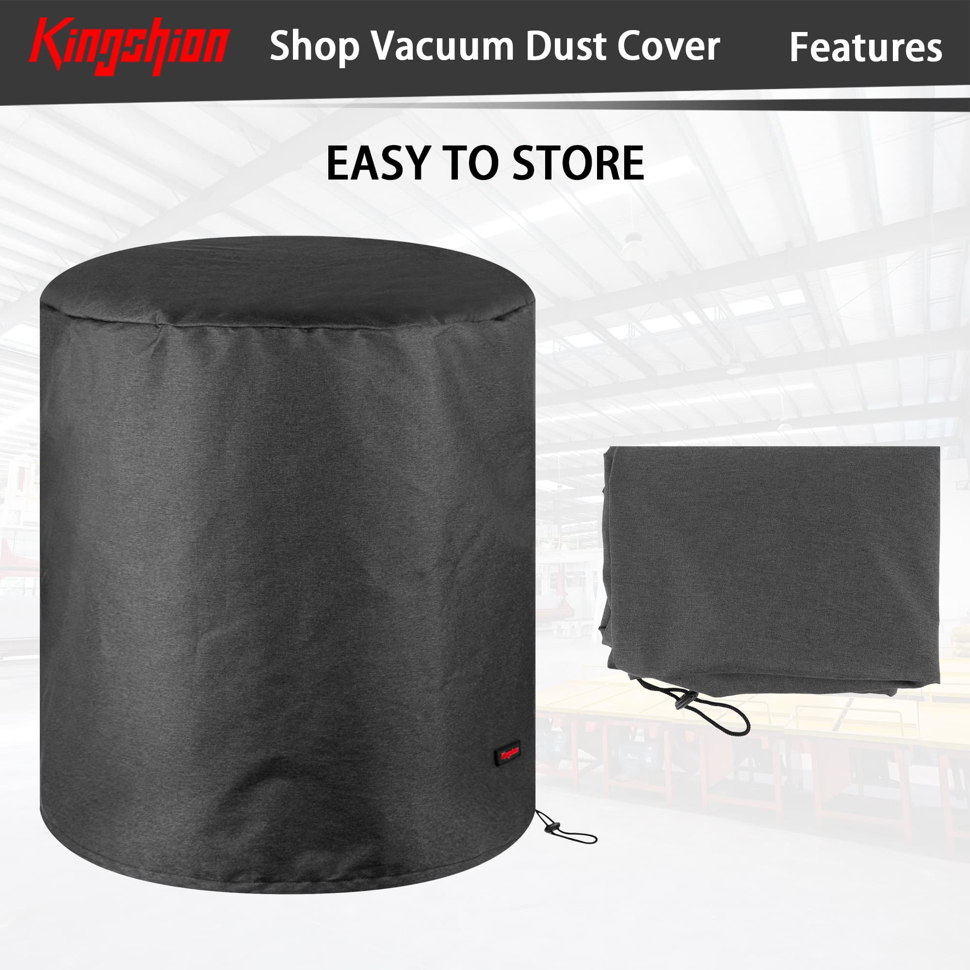 Kingshion Cover for Shop Vac, Shop Vacuum Cover, Heavy Duty Wet and Dry Shop Vacuum Cleaners Dust Cover Compatible with 12-16 Gallon Shop Wet Dry Vacuums - 24''D x 26.5''H (Dark Grey) - 2