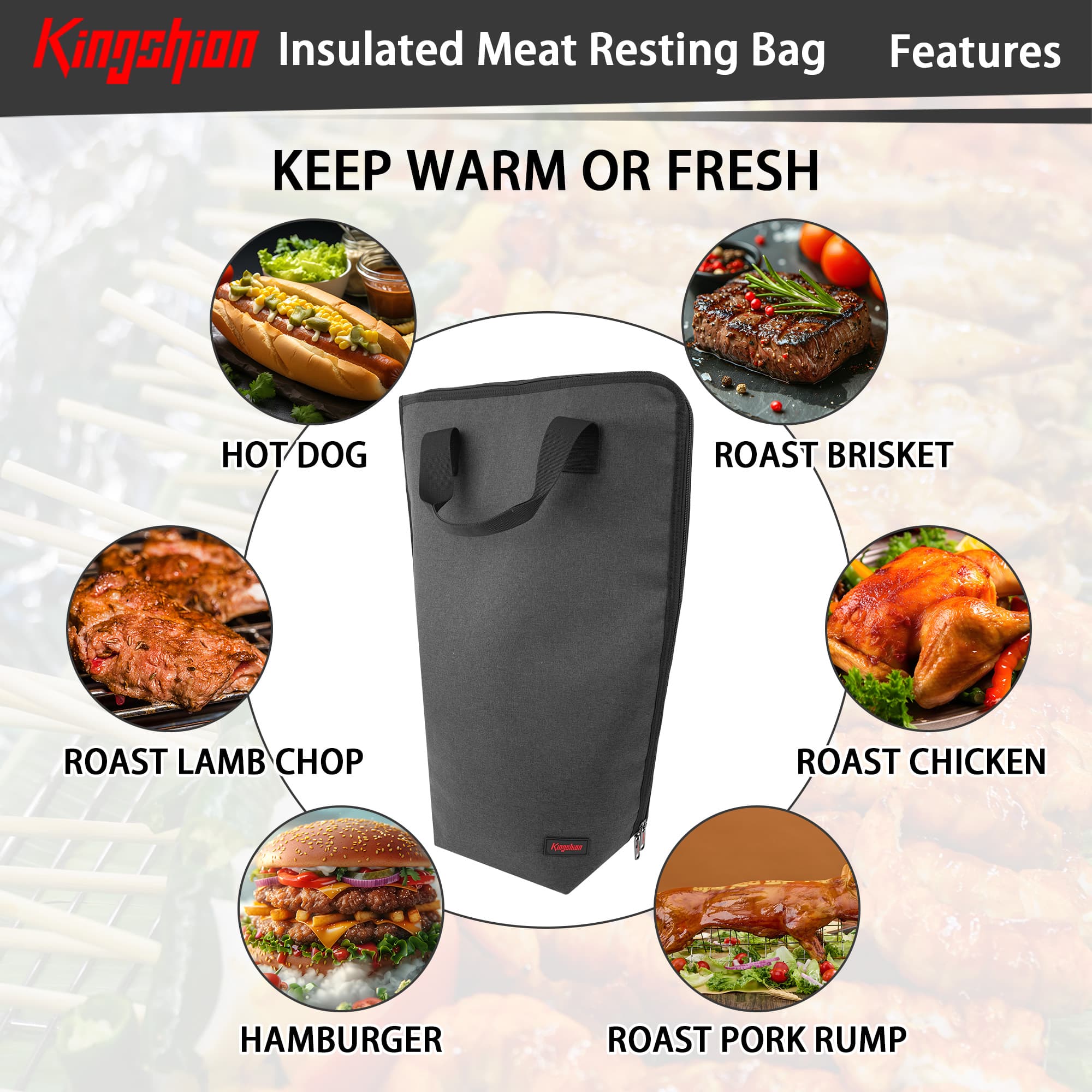 Kingshion BBQ Blanket for Resting Meat, Thicker Insulated Aluminum Foil Meat Resting Bag, Reusable Smoker Grilling Meat Insulated Resting Bag for Longer Lasting Flavor and Juiciness - 4