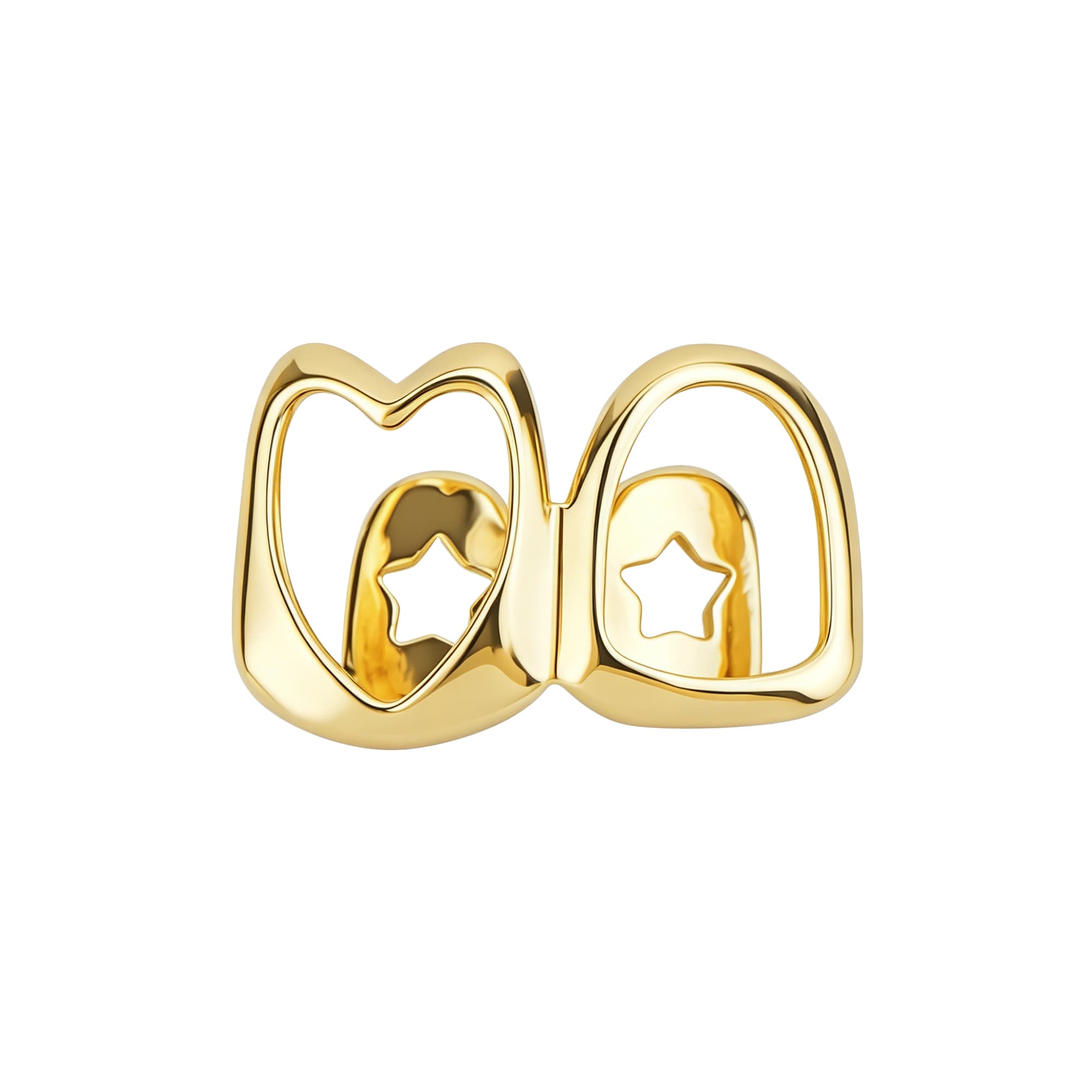 ReignSword Gold Teeth Grillz for Men Women, Adjustable Gold Tooth Cap with Heart, Hip Hop Fashion Teeth Jewelry, Custom Fit Mouth Grill for Party, Concert, Halloween Costume Accessory - 1
