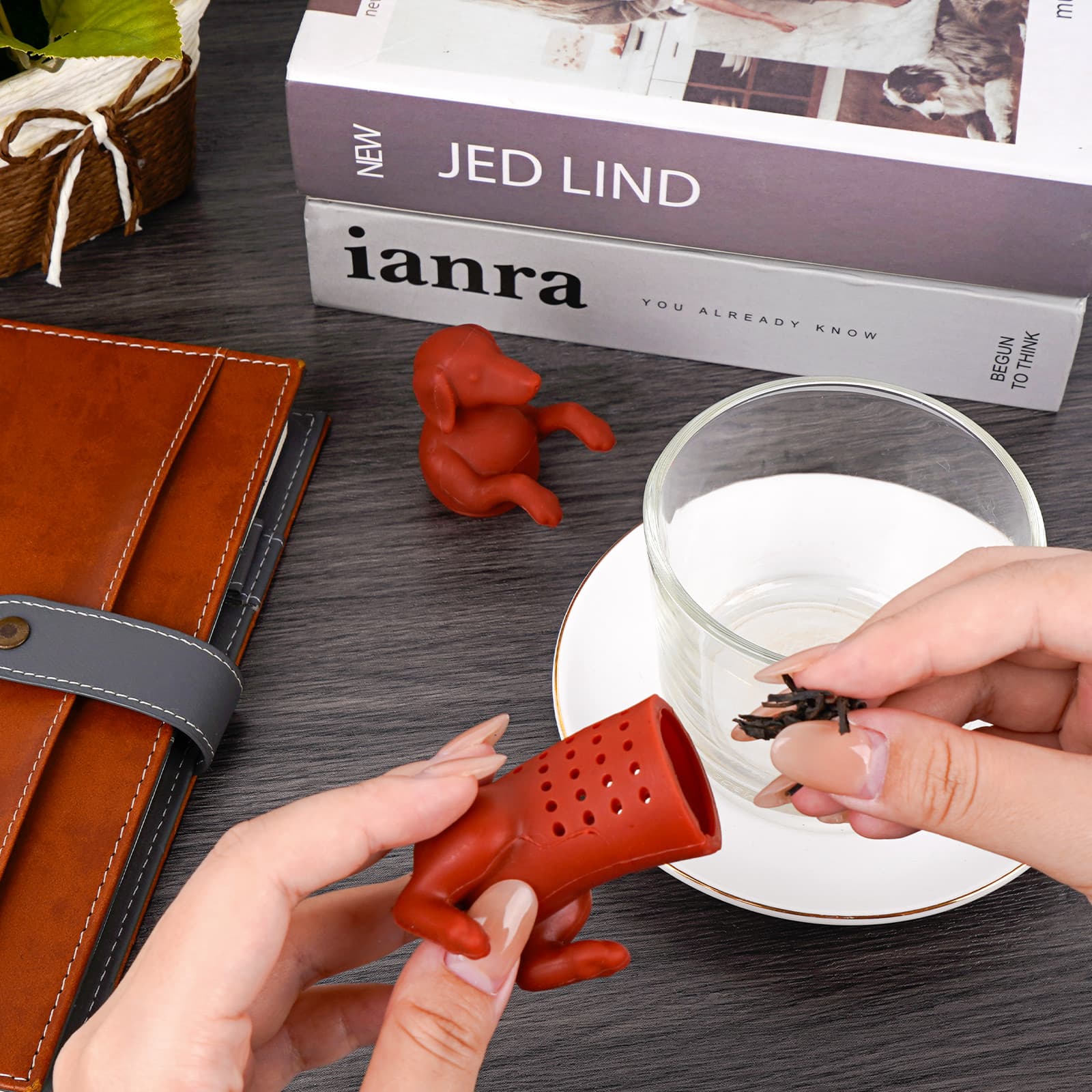 JANKOW HOT DOG Tea Infuser, Silicone Dog Tea Infuser, Tea Infuser for Office, Home, Living Room (Brown) - 4