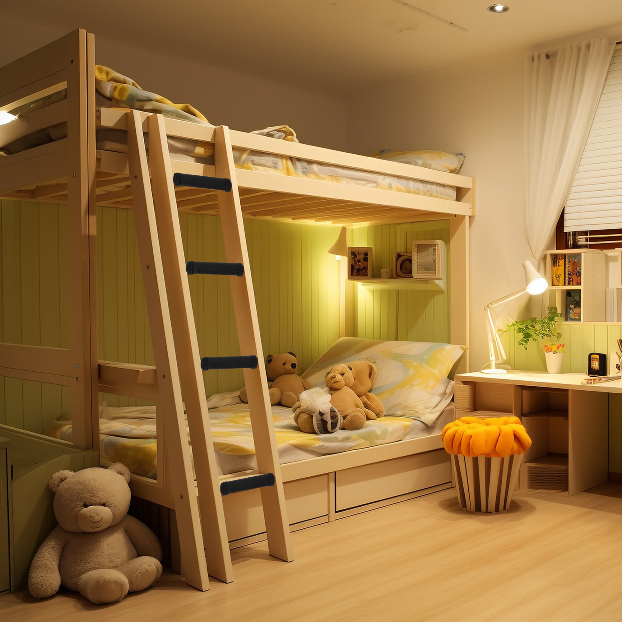 5Pcs Bunk Bed Ladder Pads, 28 x 25cm Bunk Ladder Cover with 10 Adjustable Straps, Comfortable Step Pads for Loft Bed, Suitable for Safe and Comfortable Climbing - 6