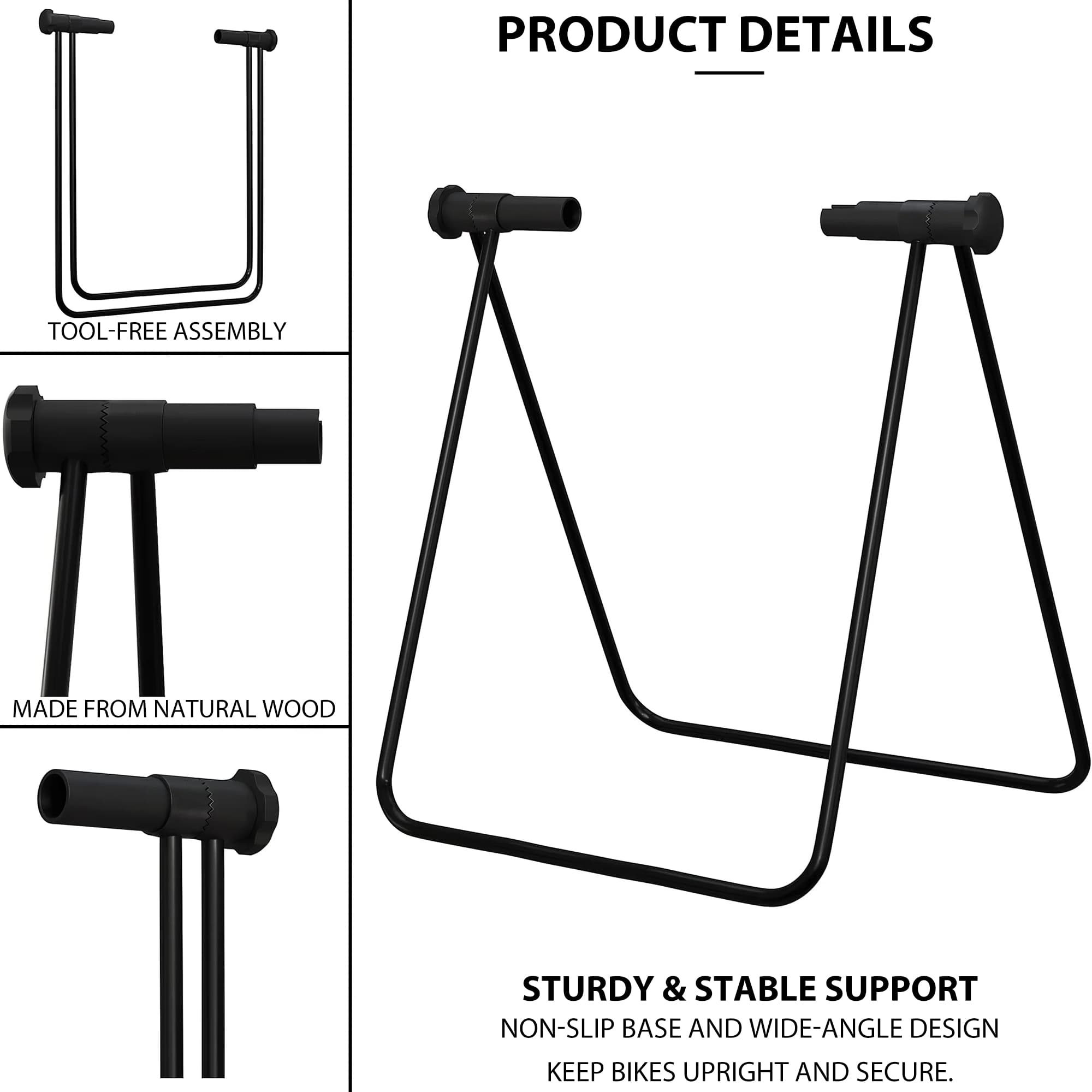 RidingRush Bike Work Stand, Portable Floor Bicycle Stand for Road Bike, Mountain Bike, E-Bike, Single Indoor Bike Holder Rack - 2
