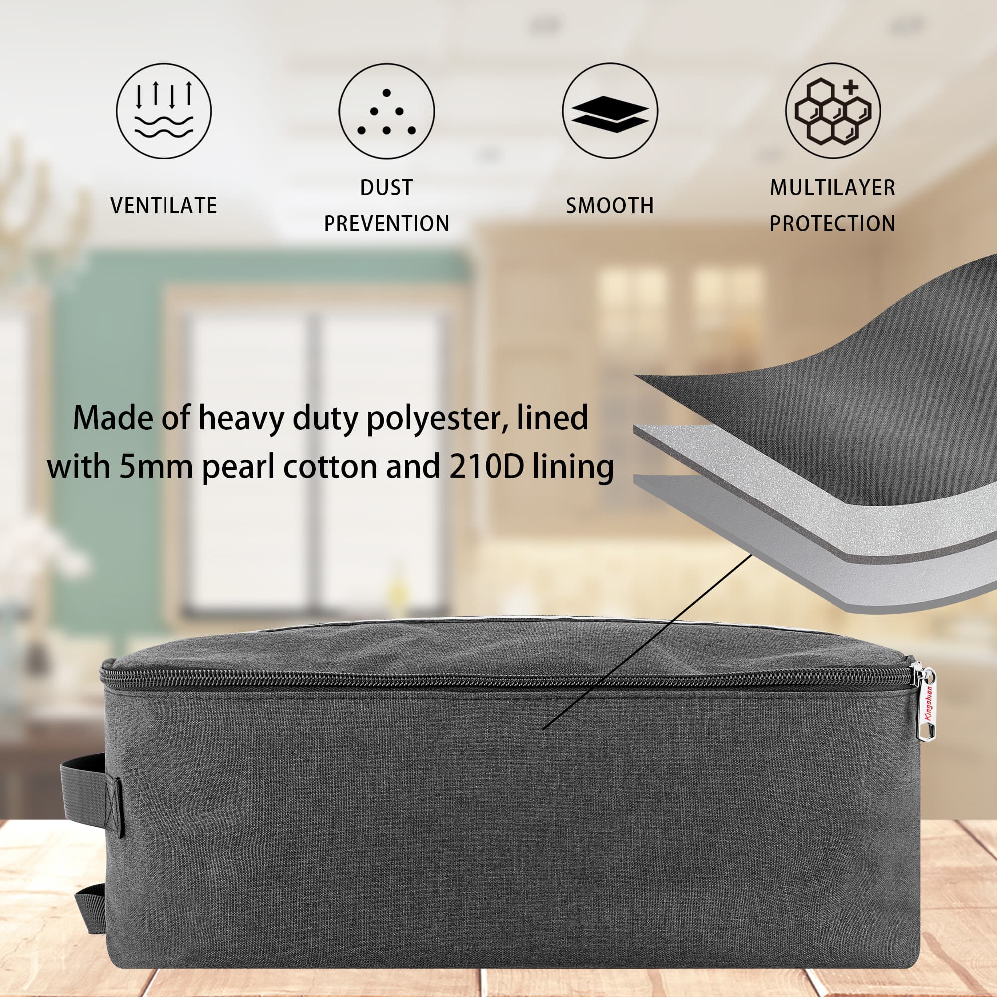 Kingshion Outdoor Portable Steamer Storage Bag Compatible with Conair Hand-held Clothes Steamer, Heavy Fabric Bag with Wrist, Dark Grey (Bag Only) - 4