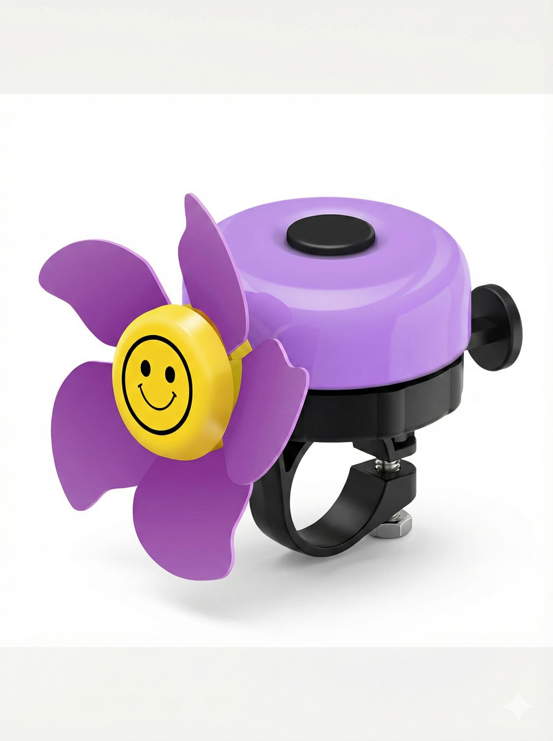 RidingRush  Bike Bell for Kids, Funny Bike Bell with Spinning Pinwheel Design, Purple Plastic Bicycle Bell for kids, Cute Handlebar Accessory, 1-Pack - 2