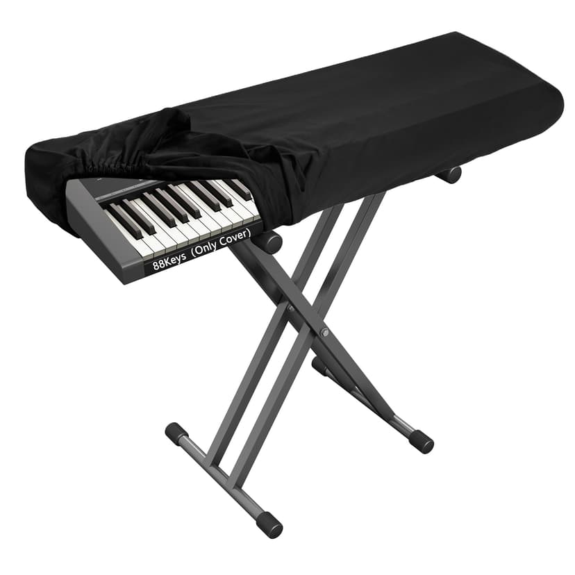 88 Keys Piano Keyboard Dust Cover, Digital Electronic Piano Keyboard Covers, Full Covering Soft and Premium Surface with Durable Elastic Cord Lock (88key, Black)