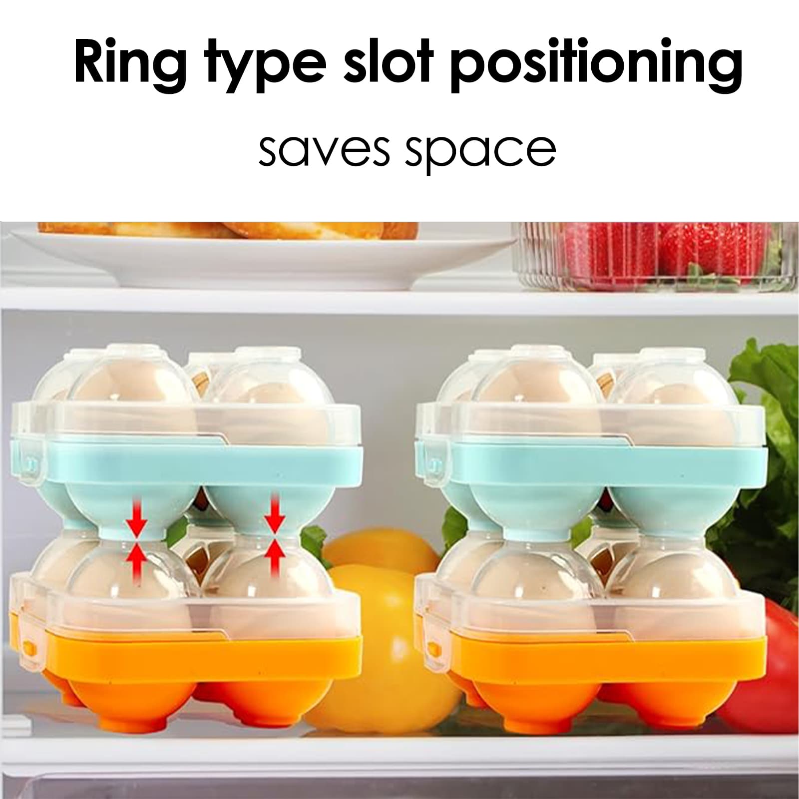 JANKOW 4 Girds Egg Holder Container, Plastic Egg Storage Box Shockproof Protection, Portable Egg Tray Carriage Dispenser for Refrigerator Camping Picnic Travel Kitchen Outdoor (Blue) - 2