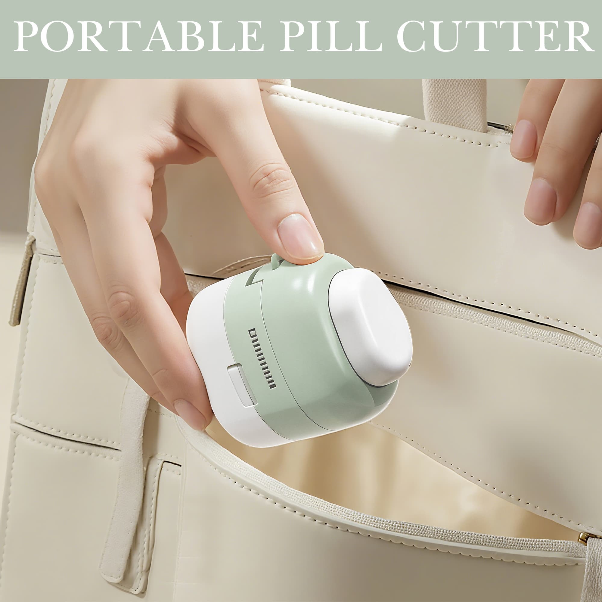 ReignSword 2-in-1 Pill Cutter with Medicine Box, 1/2 1/4 Adjustable Pill Crusher for Small, Large, and Tiny Pills, Travel Medicine Pills Splitter for Elderly & Pet (Matcha Green) - 4