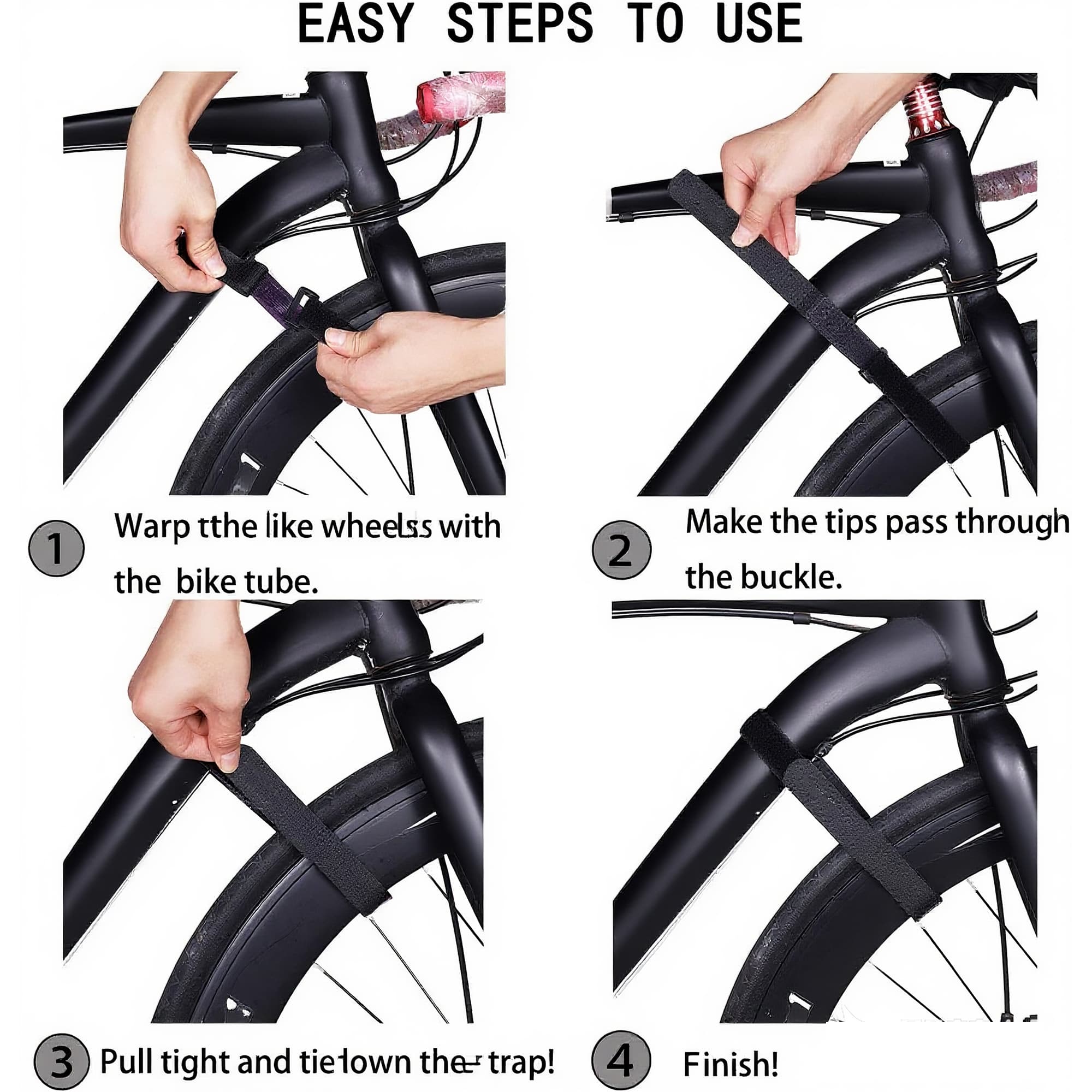 RidingRush Bike Rack Wheel Straps 2-Pack, Secure Adjustable Bicycle Tie Down Straps for Stable & Wobble-Free Bike Transport on Car Racks - 3