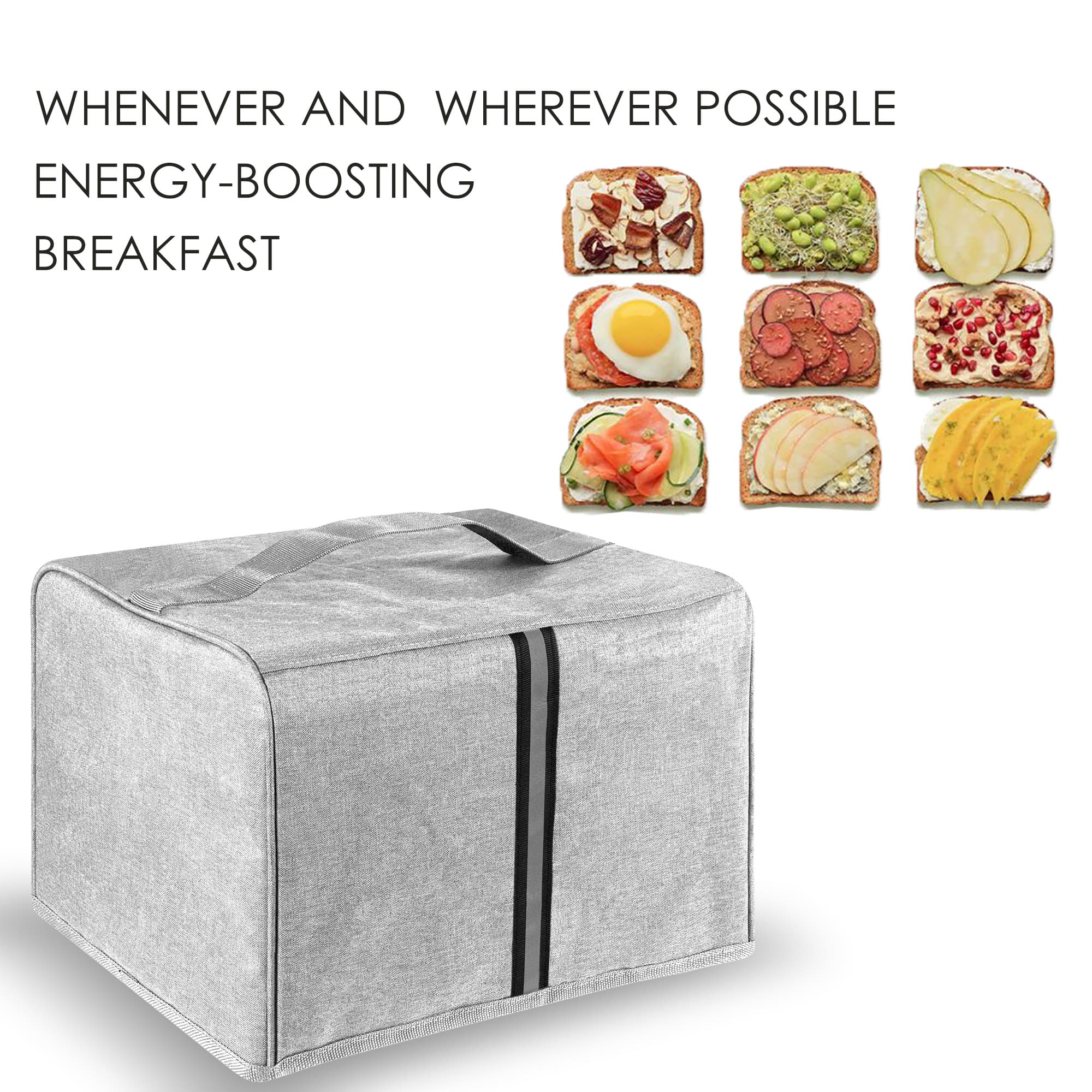 Kingshion Toaster Cover Compatible with Most 4-slice Toasters, Toaster Cover Storage  for Most 4-slice Toasters, Washable and Dust Protection (Light Gray) - 3