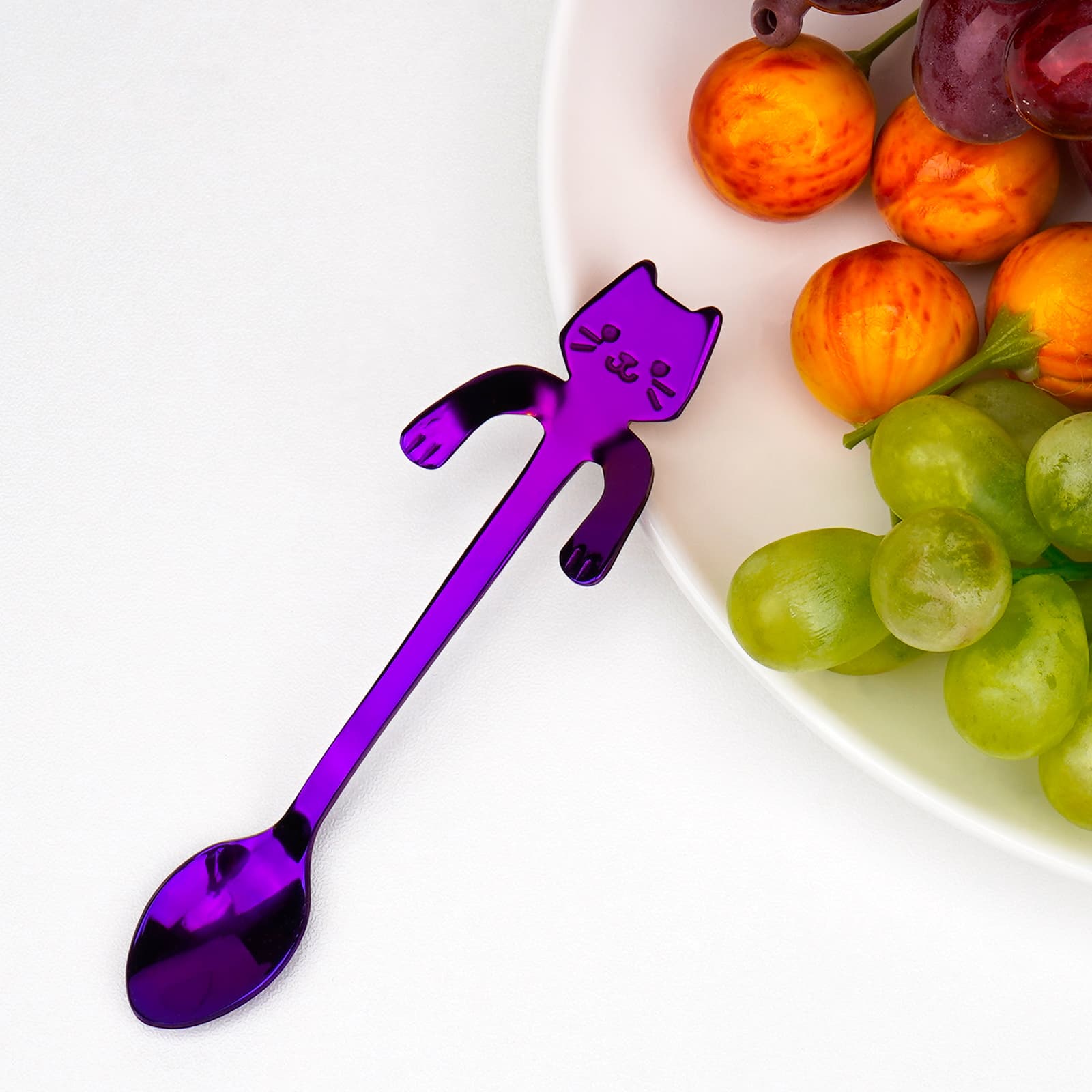 JANKOW 4PCs Cat Spoon Coffee Teaspoon, Stainless Steel Hanging Cup Tea Spoon, Dessert Scoop for Stirring Drink - 2