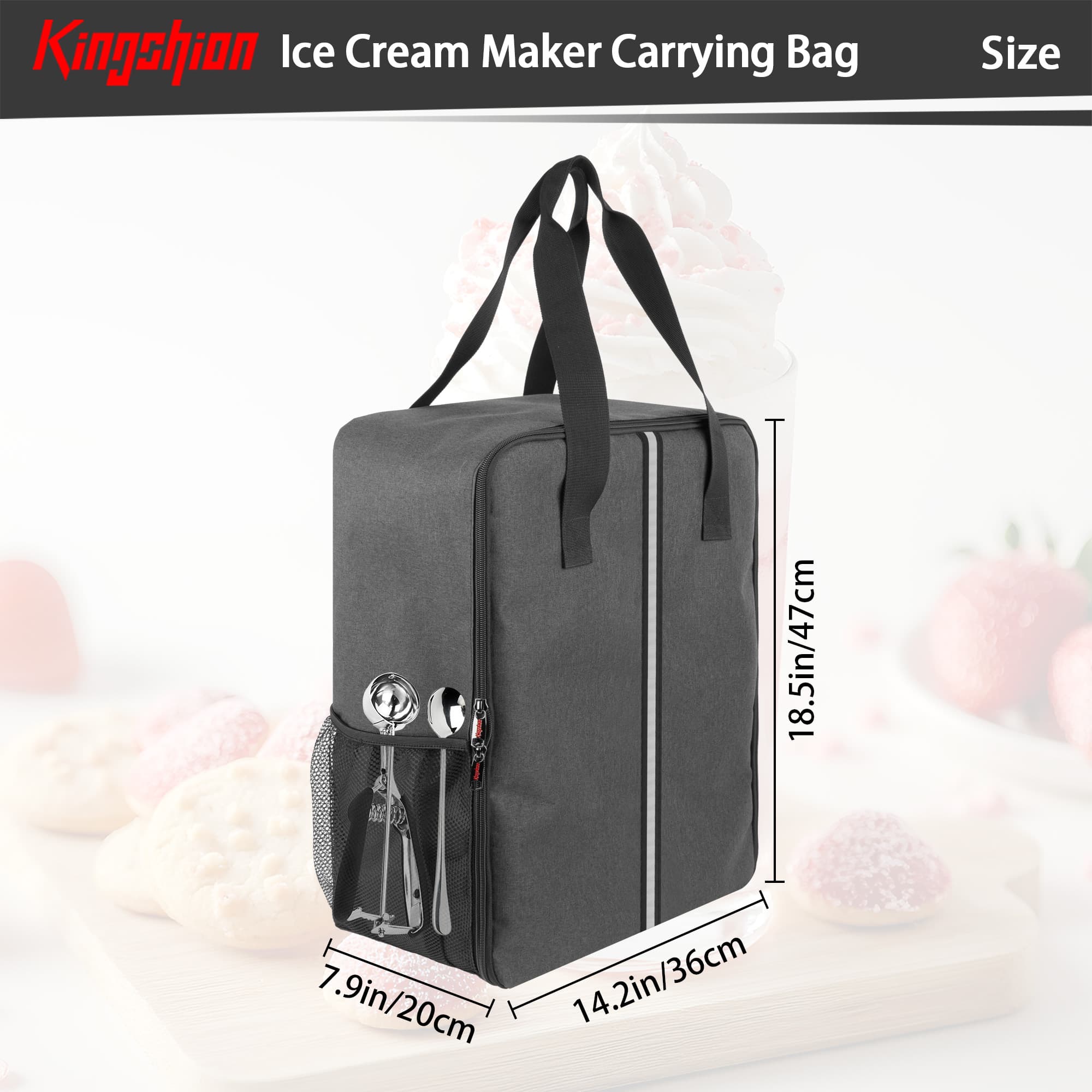 Ice Cream Maker Carrying Bag with Handle, Waterproof Dustproof Storage Bag Compatible with Ninja Creami NC500/NC300/NC200/NC100/NC299AMZ Series/Deluxe/Breeze Ice Cream Makers - 1