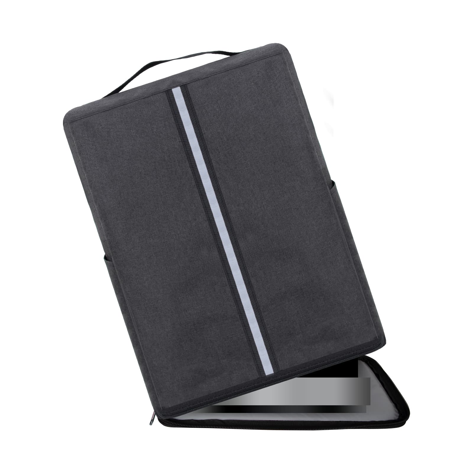 Kingshion Dust Cover Compatible with Ninja CREAMi NC501, NC301, NC299AMZ,NC201,Ice Cream Maker bag with zipper bottom Compatible for Ninja Ice Cream Maker Machine with Accessories Pockets-Dark Grey - 2