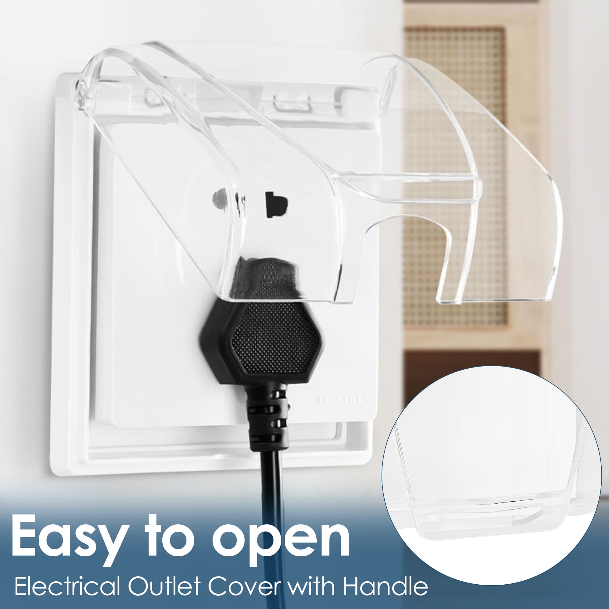ReignSword Waterproof Outdoor Electrical Outlet Cover with Handle, Plastic Wall Socket Plug Protector, Weatherproof Outside Outlet Box Cover for Bathroom, Kitchen and Balcony (Clear) - 5