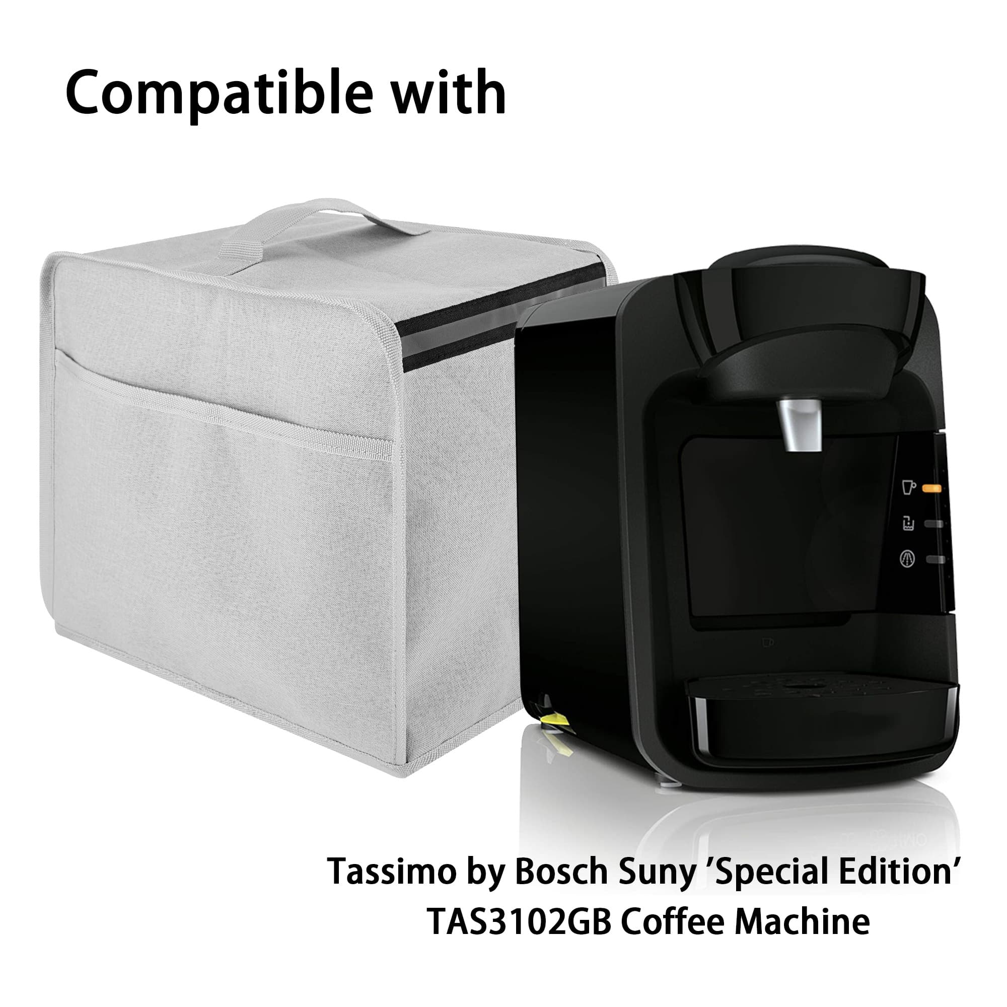 Kingshion Coffee Machine Dust Cover with Pearl Cotton Inner Compatible with Tassimo TAS3102GB, Enhances Protection Cover for Coffee Maker - Light Grey - 4