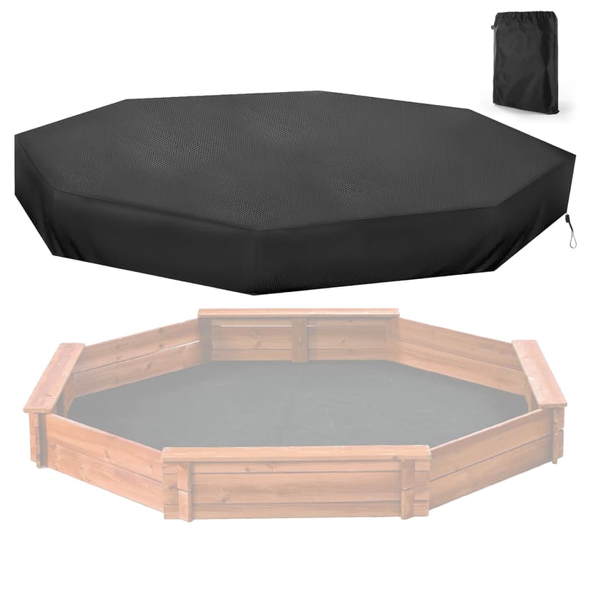 Octagon Sandbox Cover, 84" X 78" X 9" Outdoor Garden Outdoor Octagon Sand Box Cover, Thick Oxford Cloth Waterproof, Windproof and Dustproof, Suitable for Sandbox Protection - Black