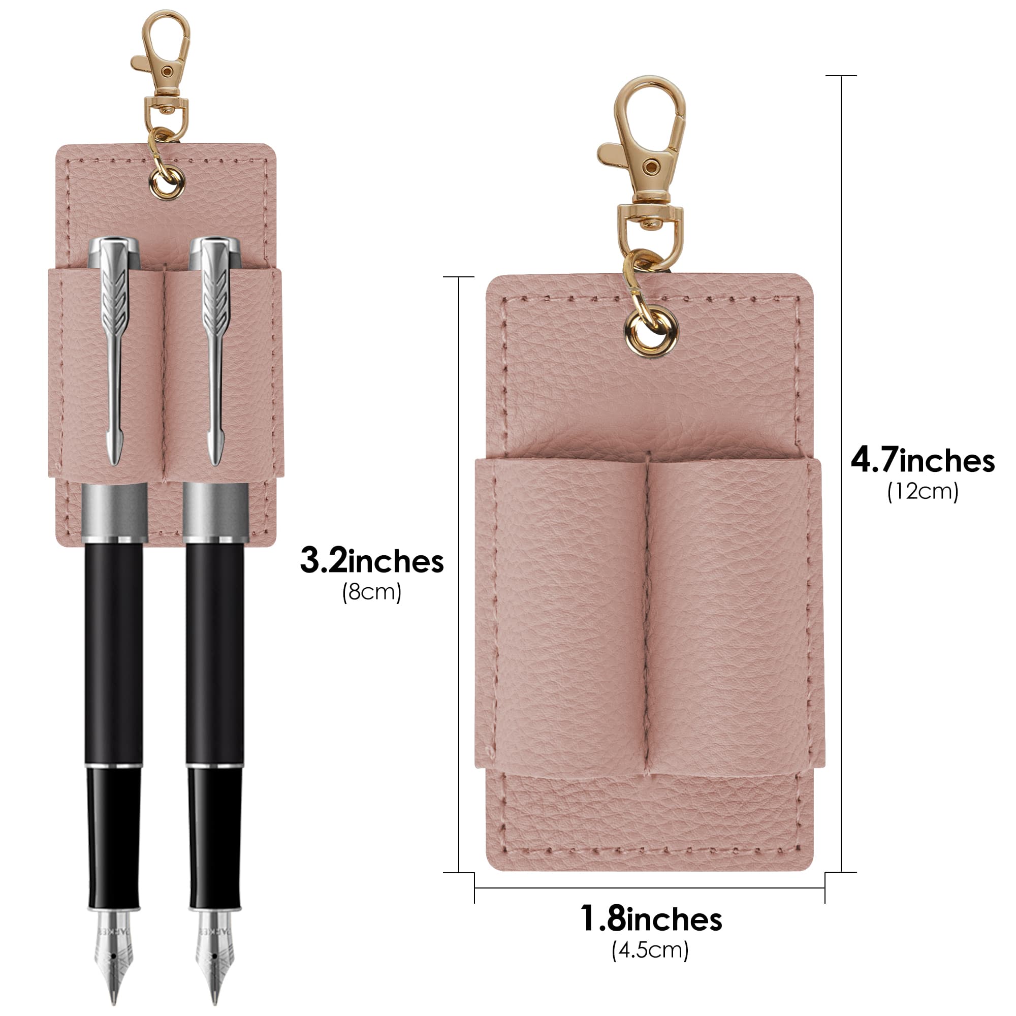 ReignSword 4 Pack Pen Keychain Holder for Lanyard, Vegan Leather Double Hole Pen Holder Clip, Anti-lost Neck Pens Loop Keychain for Signature, Ballpoint, Marker Pens (Multi) - 1