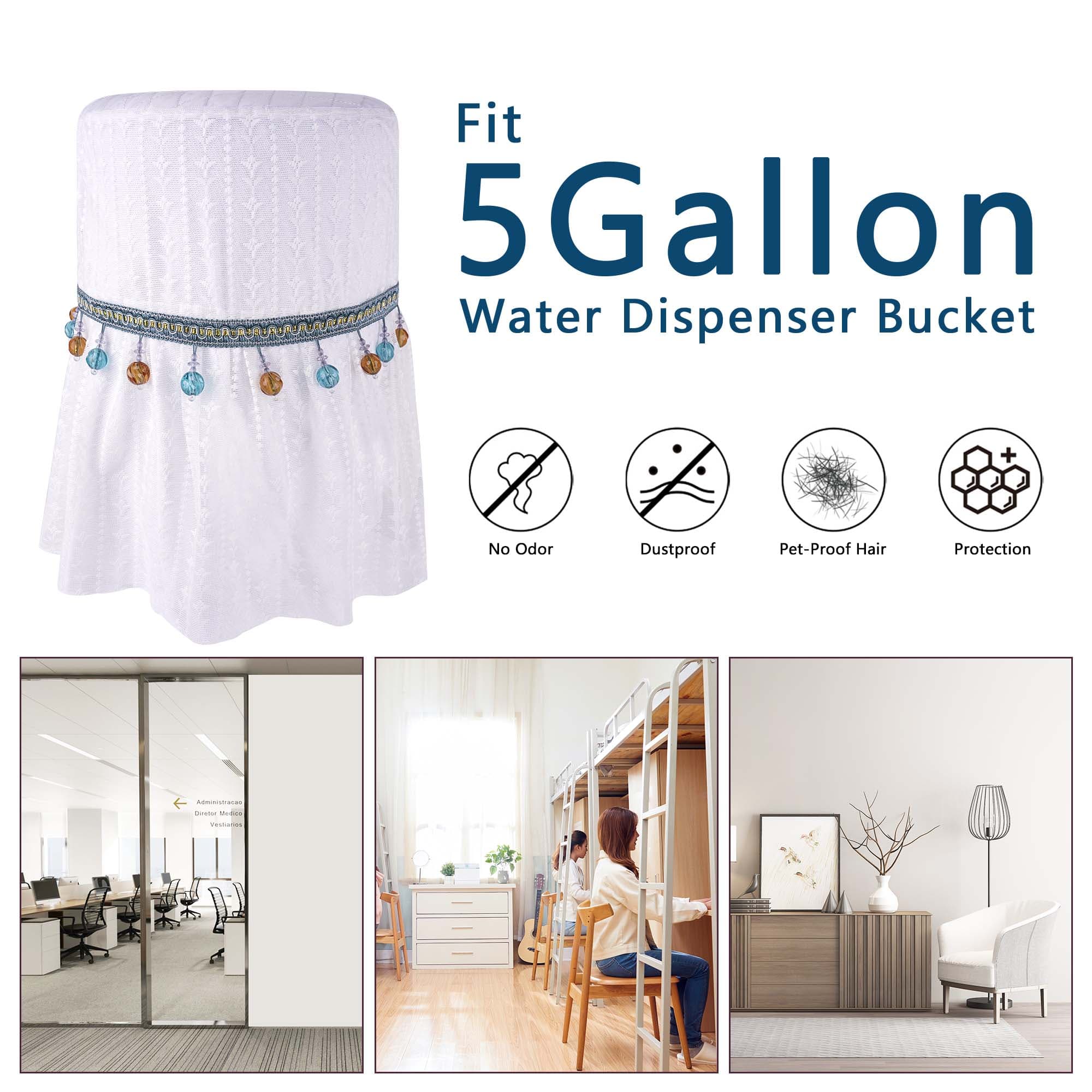 Kingshion 5 Gallon Water Dispenser Barrel Dust Cover,  Lace Style with Decorative Dust Cover for Water Cooler,Pendant Reusable Water Dispenser Bottle Protective Covers for Home Office-Blue - 3