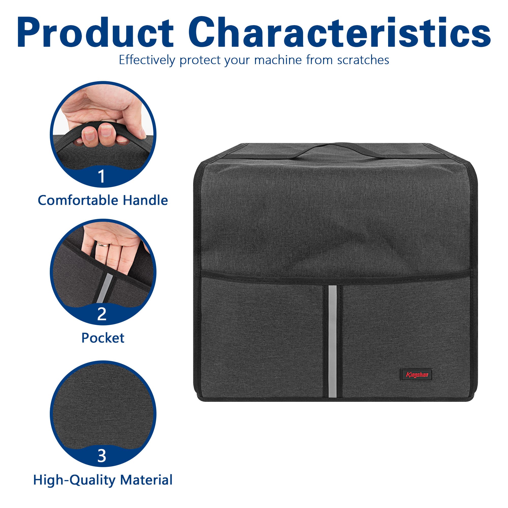 Dust Cover Compatible with TM6/ TM5 /TM31, Waterproof Padded Oxford Cloth Cover for Kitchen Mixer Machine - Dark grey - 2