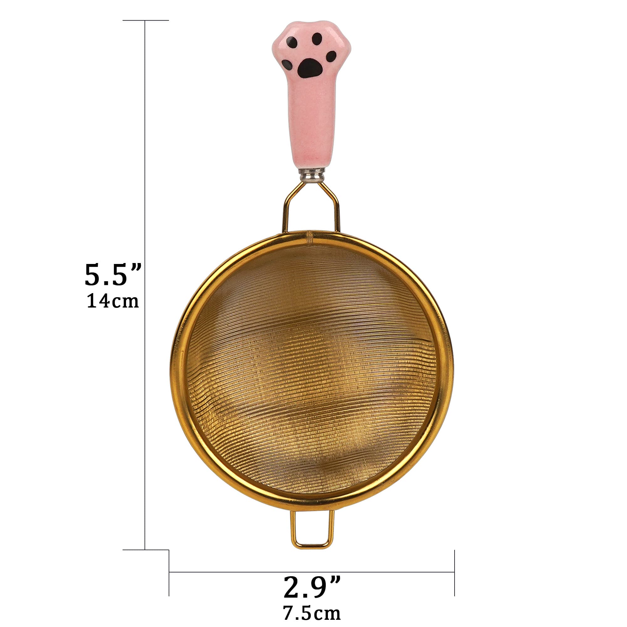 JANKOW 304 Stainless Steel Cat Paw Tea Strainer, Pink Handle Fine Mesh Loose Leaf Tea Infuser, 1-Pack - 3