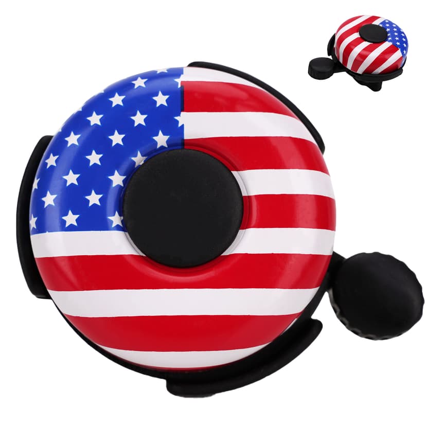 RidingRush Kids Bike Bell – Loud Clear Sound Bicycle Bell for Boys and Girls, American Flag Design, Easy Handlebar Mount for Toddler, BMX, and Cruiser Bikes