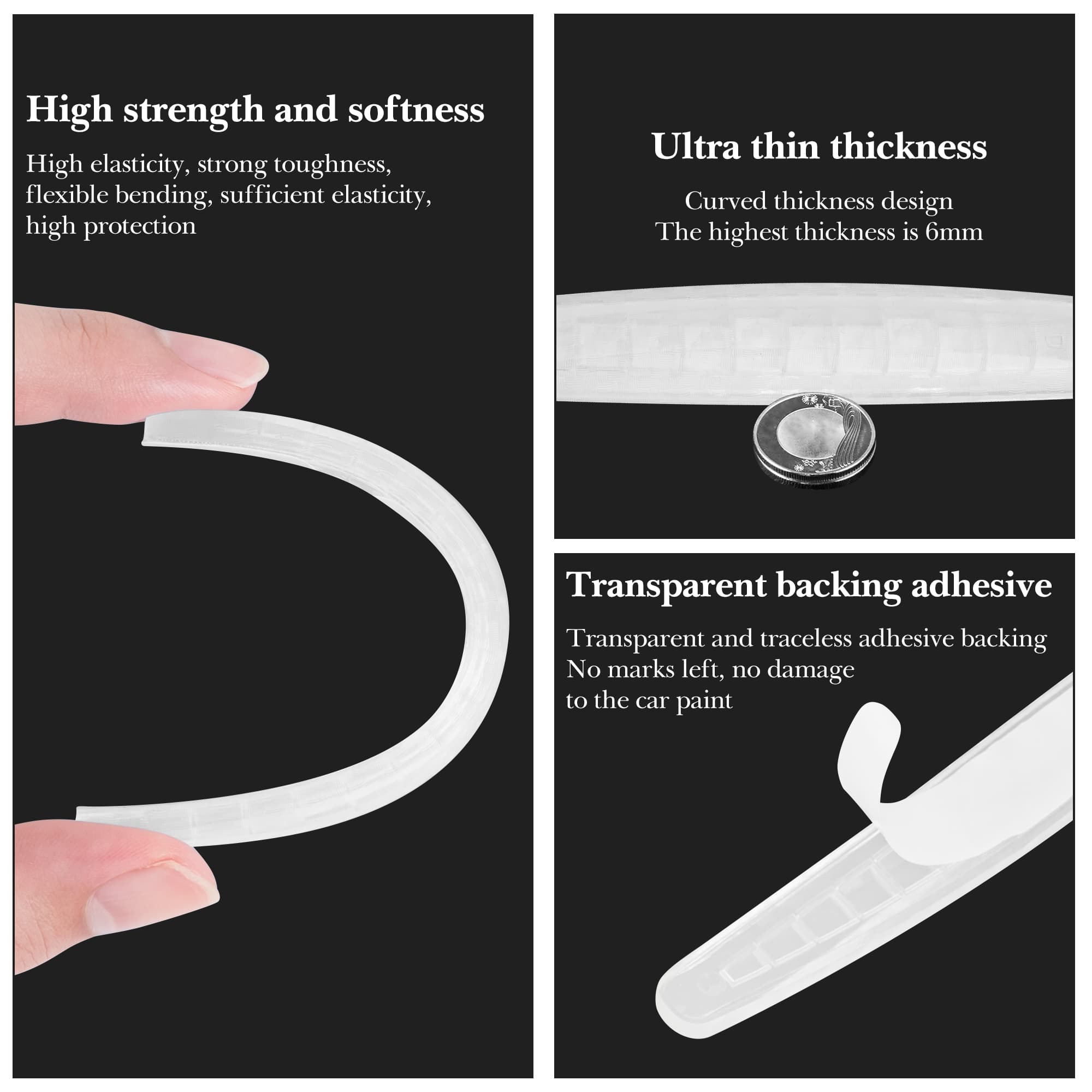 ReignSword 4 Pcs Car Door Edge Guards, Anti-Scratch Anti-Collision Self Adhesive Bumper Protector Trim Strip, Universal Car Exterior Accessories Door Guards for Cars Trucks SUVs (Clear) - 4