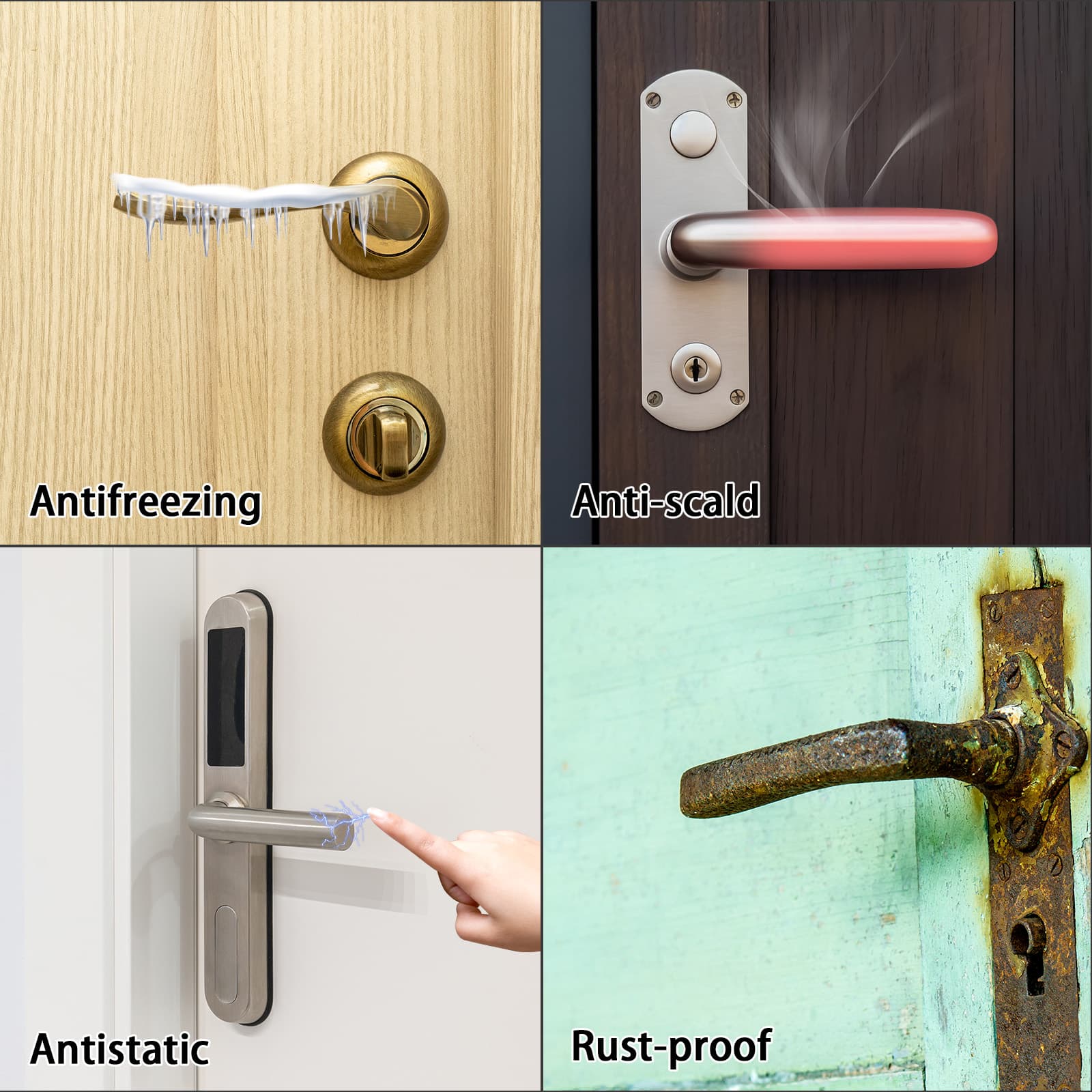 Kingshion 4 PCS Door Handle Covers, Neoprene Rubber Material Doorknob Cover, Anti-Scald Antifreeze Door Handle Protector Door Knob Cushion Cover Protect Hands from Burns and Chills - 3