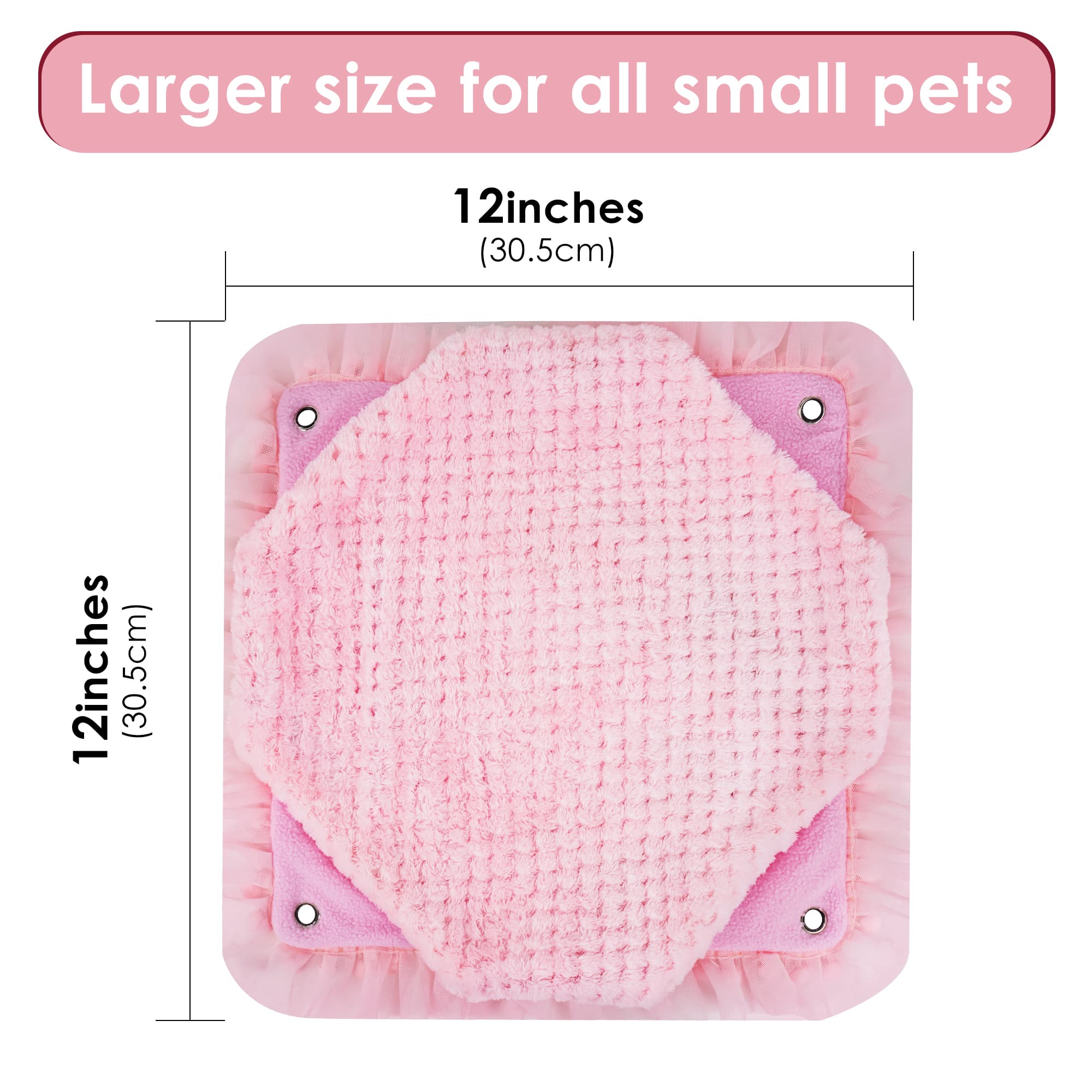 ReignSword Guinea Pig Hideout, Warm Guinea Pig Bed with Lace Trim, Hanging Bunkbed Hammock Cage Accessories for Ferret, Rat, Hamster, Chinchilla, Sugar Glider, Squirrel (Pink) - 1