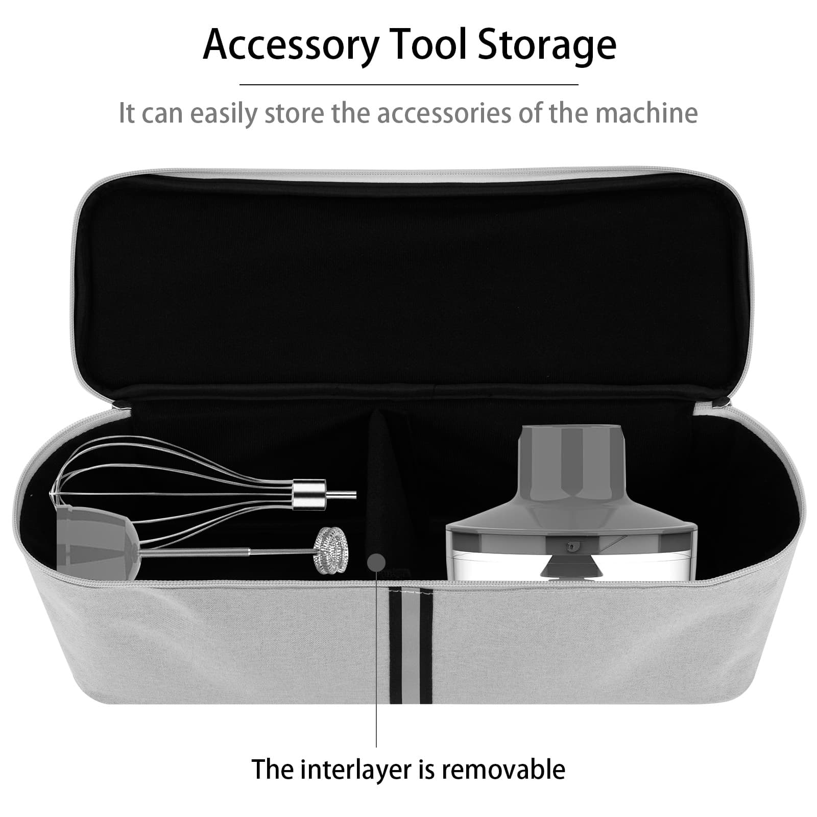 Immersion Hand Blender Storage Bag - Light Grey, Portable Handheld / Stick Blender Travel Organizer (Bag Only) - 2