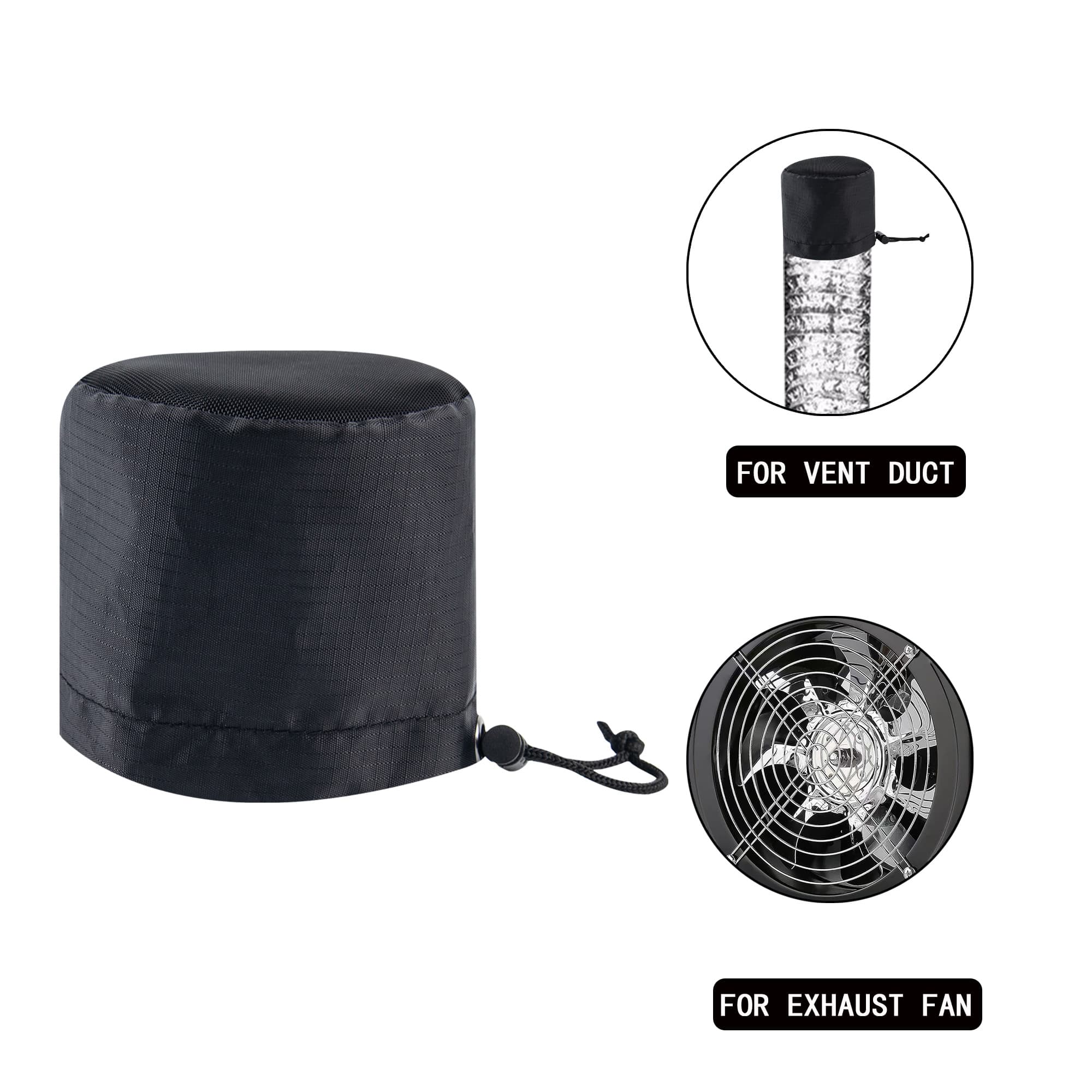 2 Pack 6 Inch Grow Tent Vent Cover, Premium Polyester Fabric Cap with Nylon Air Mesh and Adjustable Drawstring for Grow Tent Vent Secure Attachment - 3