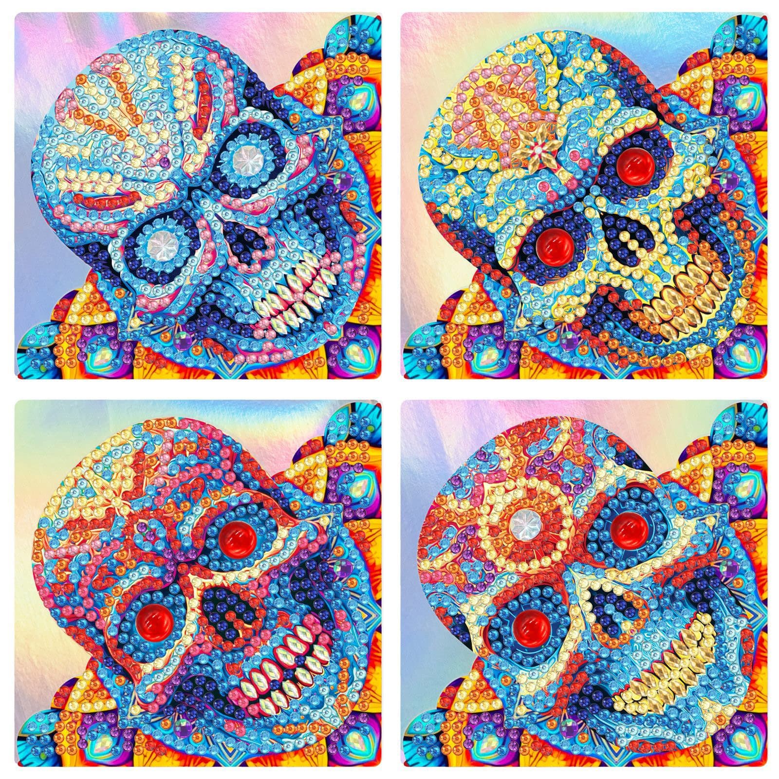 JANKOW 5D Diamond Painting Bookmarks Kits Skull Shaped Drill Diamond Art Bookmark, Skull Bookmark DIY Diamond Art Bookmarks for Book Lovers, Art Adult Beginner (5 Pieces Skull) - 4