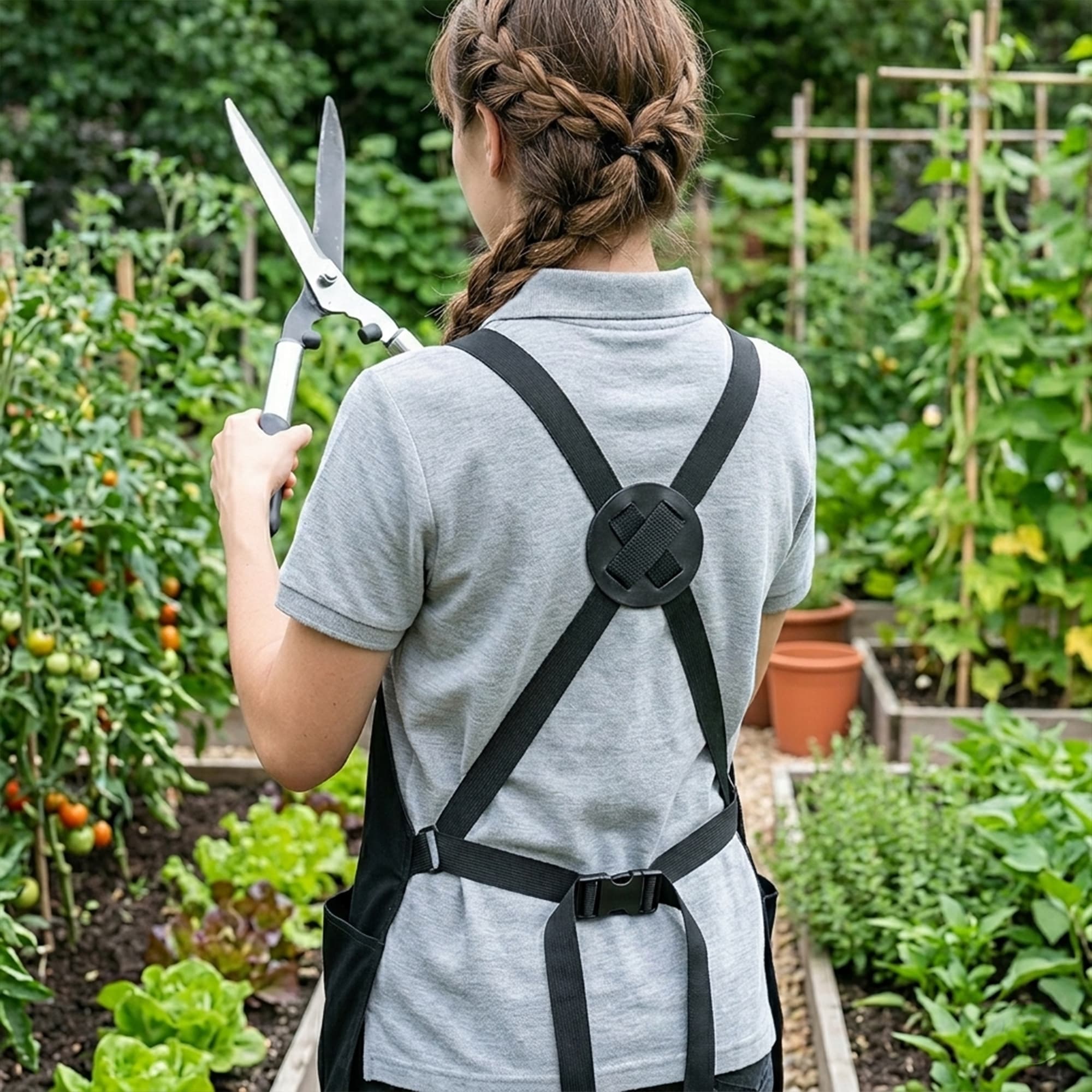 ReignSword Hands-Free Harvest Apron, Oxford Cloth Gardening Apron with Large Harvesting Pockets, Waterproof Adjustable Garden Work Apron for Men and Women, Black - 5
