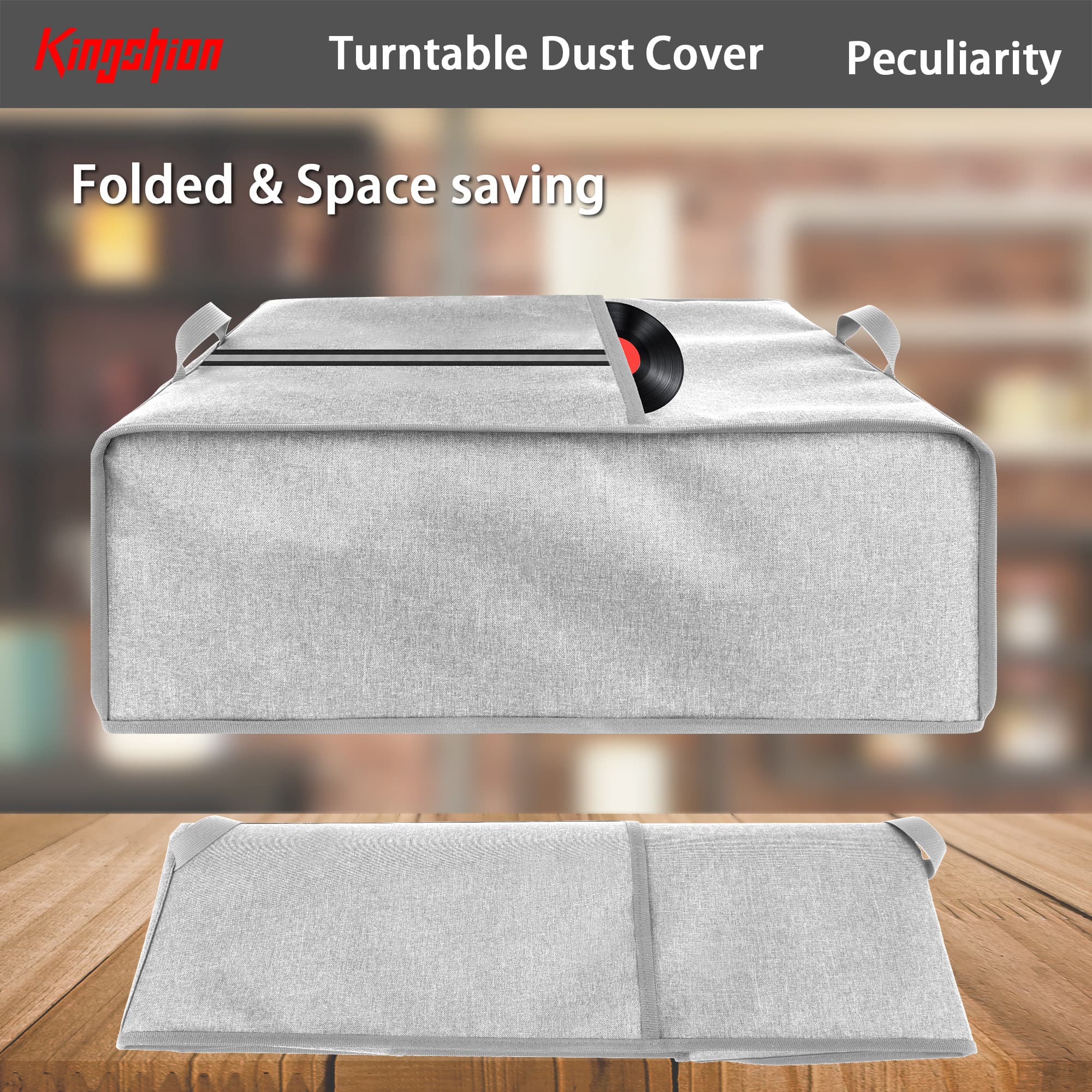 Kingshion Turntable Dust Cover, Record Player Protective Case Compatible with SL-Q300/SL-B250 /SL-B260/SL-BD20/SL-BD27/SL-BD35/SLD-20/SL-PC11/SL1200/SL1210 Pioneer PLX 1000-Light Grey - 4