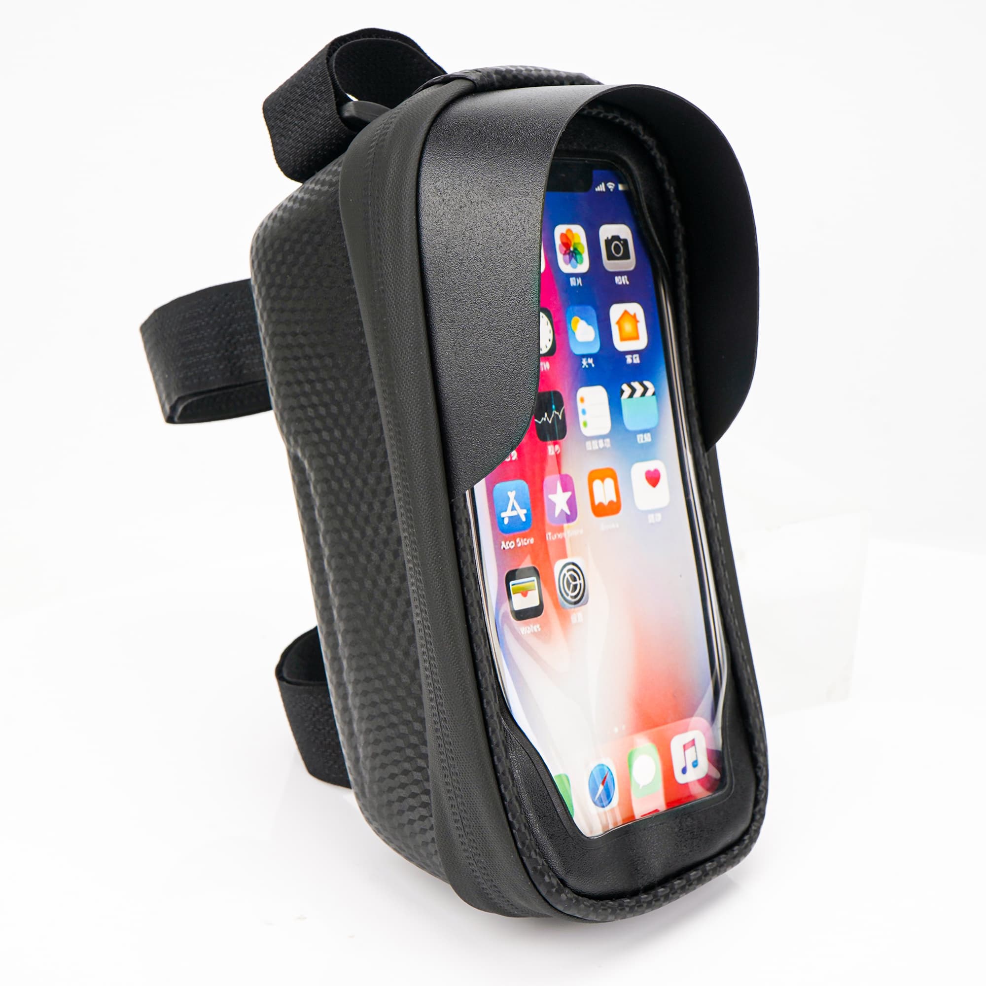 RidingRush Phone Mount for Bike, Waterproof Bicycle Phone Holder Bag with Sun Visor, Touchscreen Phone Case Fits Up to 7 Inch Phones, Bike Frame Bag for Cycling Accessories - 6